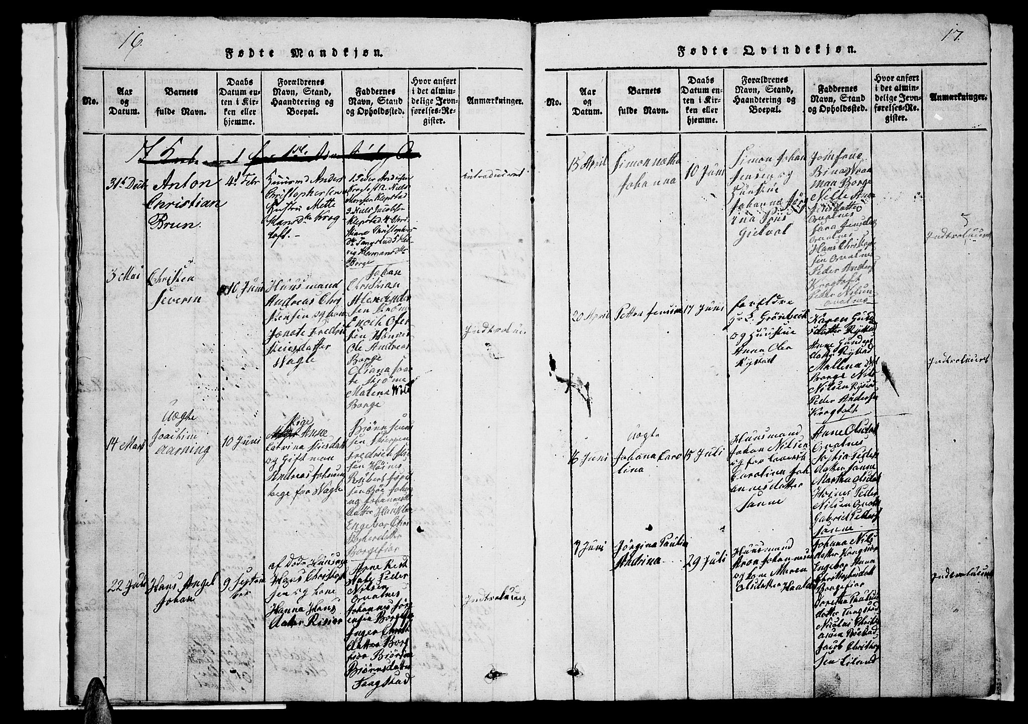 Ministerialprotokoller, klokkerbøker og fødselsregistre - Nordland, AV/SAT-A-1459/880/L1139: Klokkerbok nr. 880C01, 1836-1857, s. 16-17