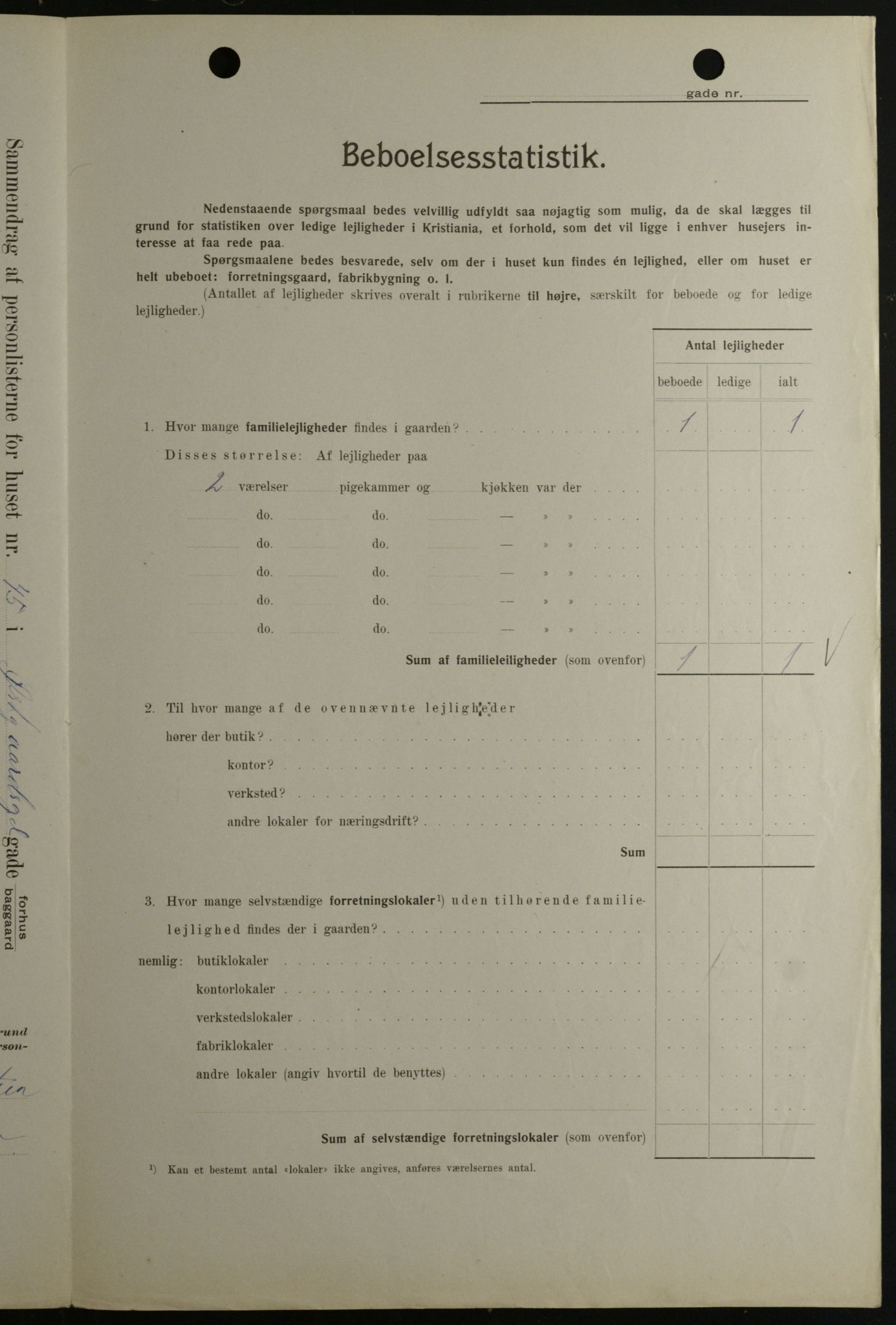 OBA, Kommunal folketelling 1.2.1908 for Kristiania kjøpstad, 1908, s. 116147