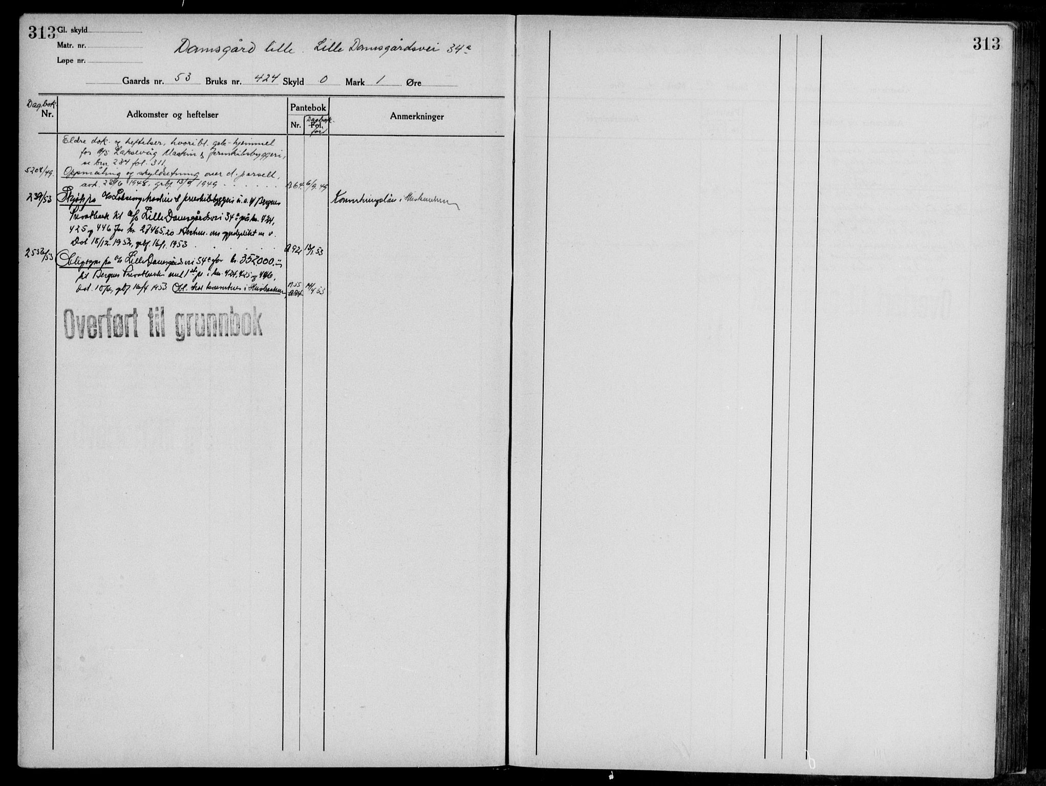 Midhordland sorenskriveri, AV/SAB-A-3001/1/G/Ga/Gab/L0117: Panteregister nr. II.A.b.117, s. 313