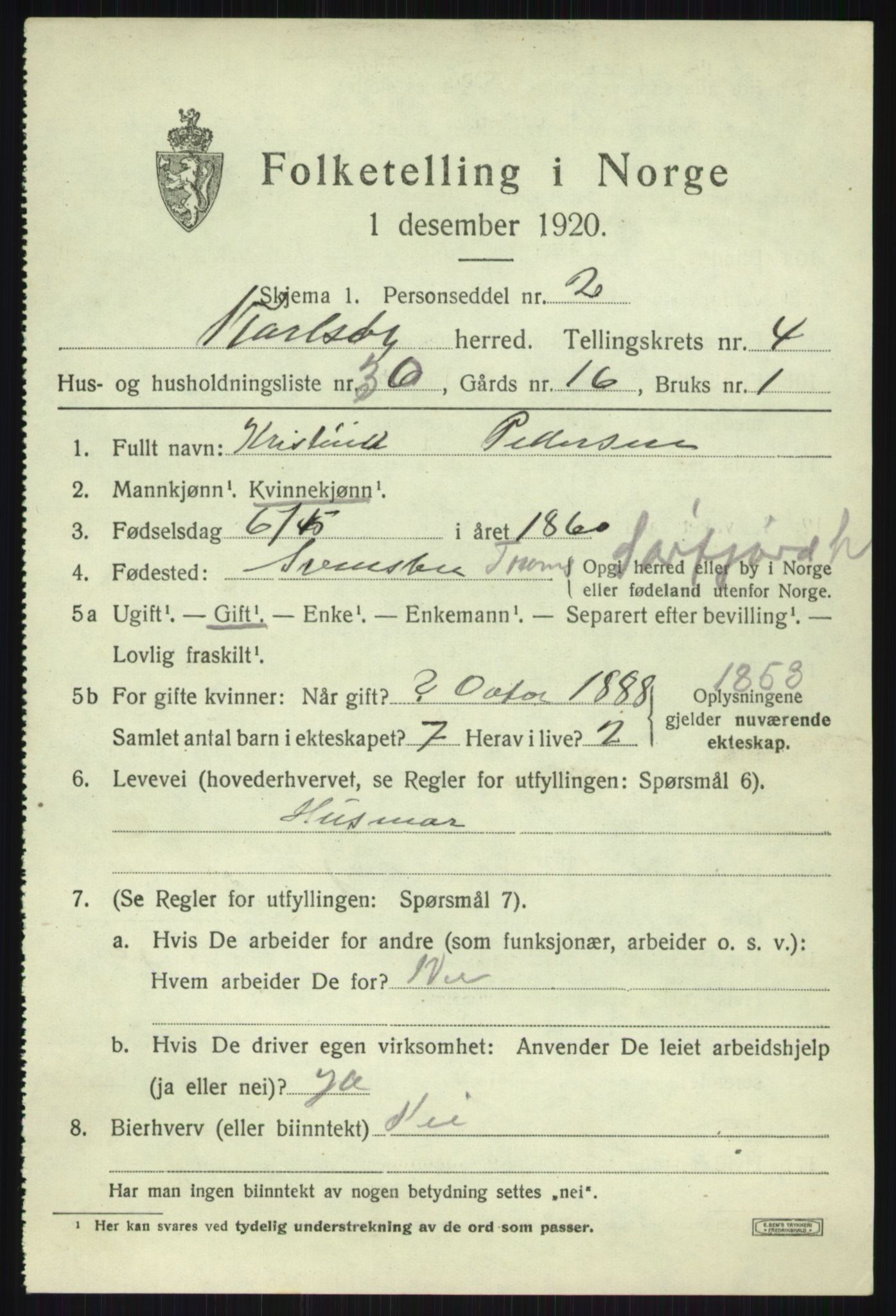 SATØ, Folketelling 1920 for 1936 Karlsøy herred, 1920, s. 2083