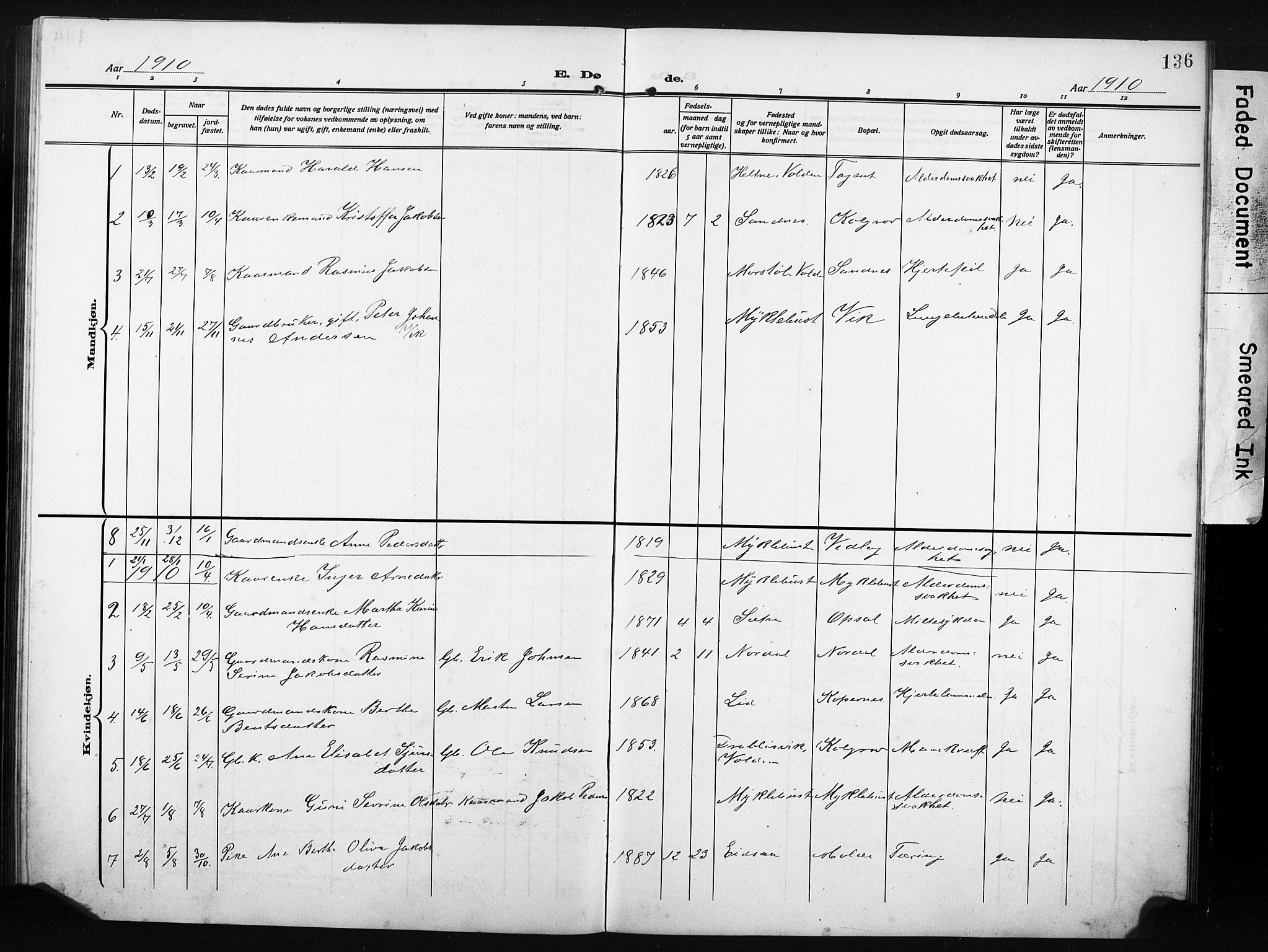 Ministerialprotokoller, klokkerbøker og fødselsregistre - Møre og Romsdal, AV/SAT-A-1454/502/L0028: Klokkerbok nr. 502C02, 1909-1932, s. 136