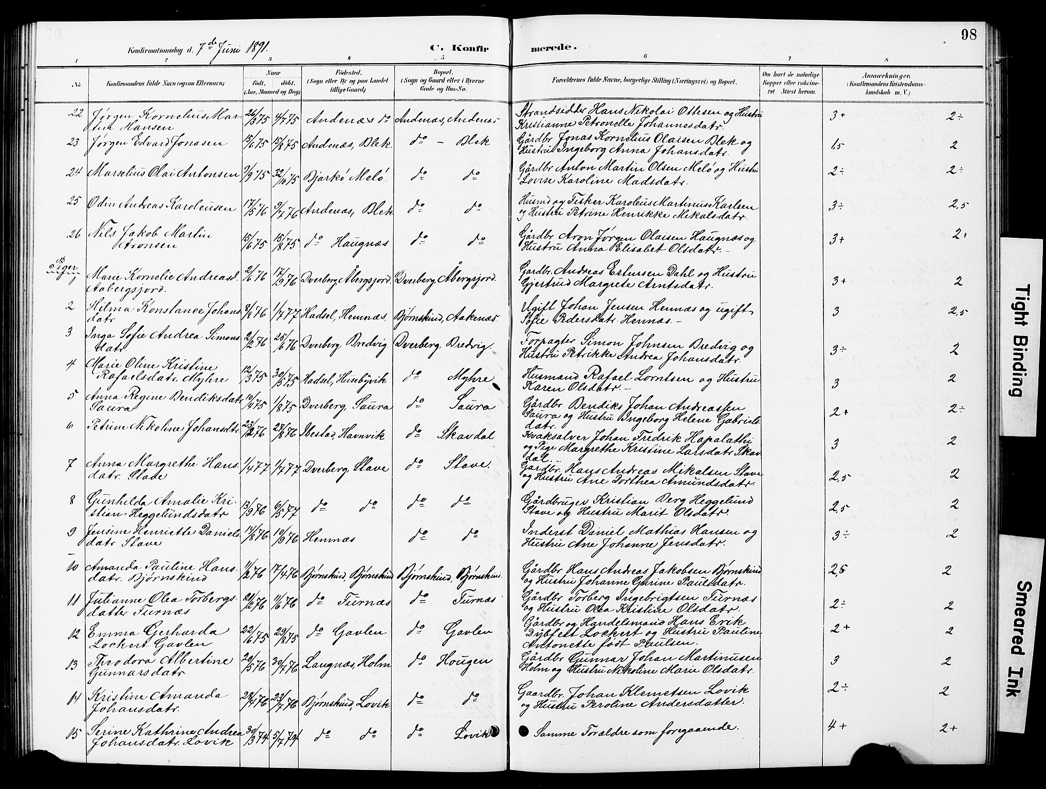 Ministerialprotokoller, klokkerbøker og fødselsregistre - Nordland, AV/SAT-A-1459/897/L1413: Klokkerbok nr. 897C03, 1887-1903, s. 98