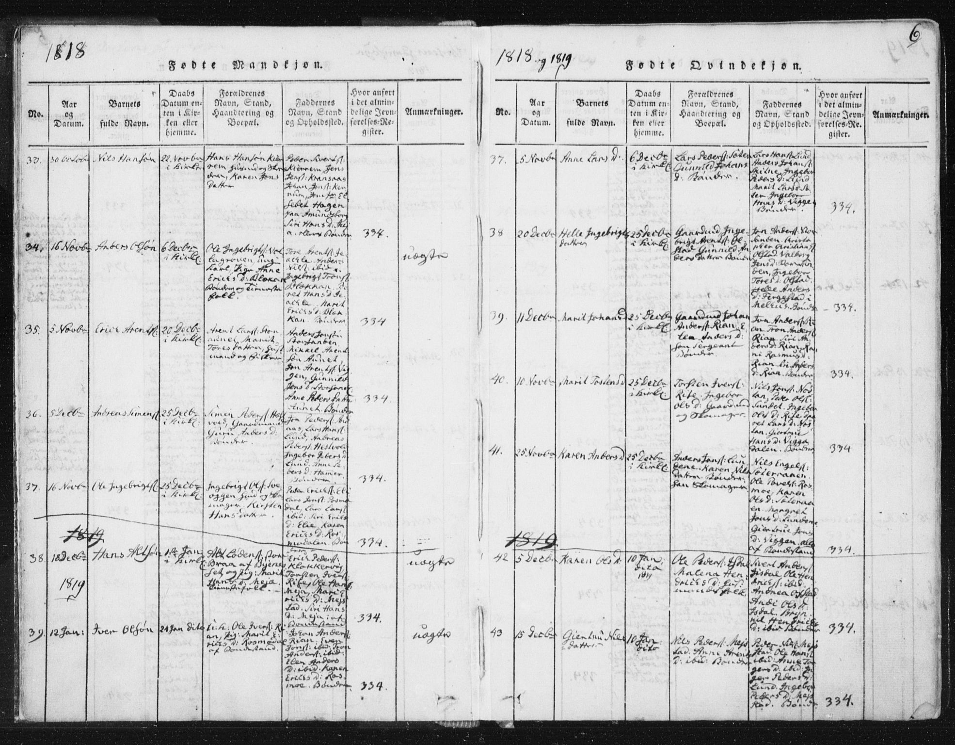 Ministerialprotokoller, klokkerbøker og fødselsregistre - Sør-Trøndelag, AV/SAT-A-1456/665/L0770: Ministerialbok nr. 665A05, 1817-1829, s. 6