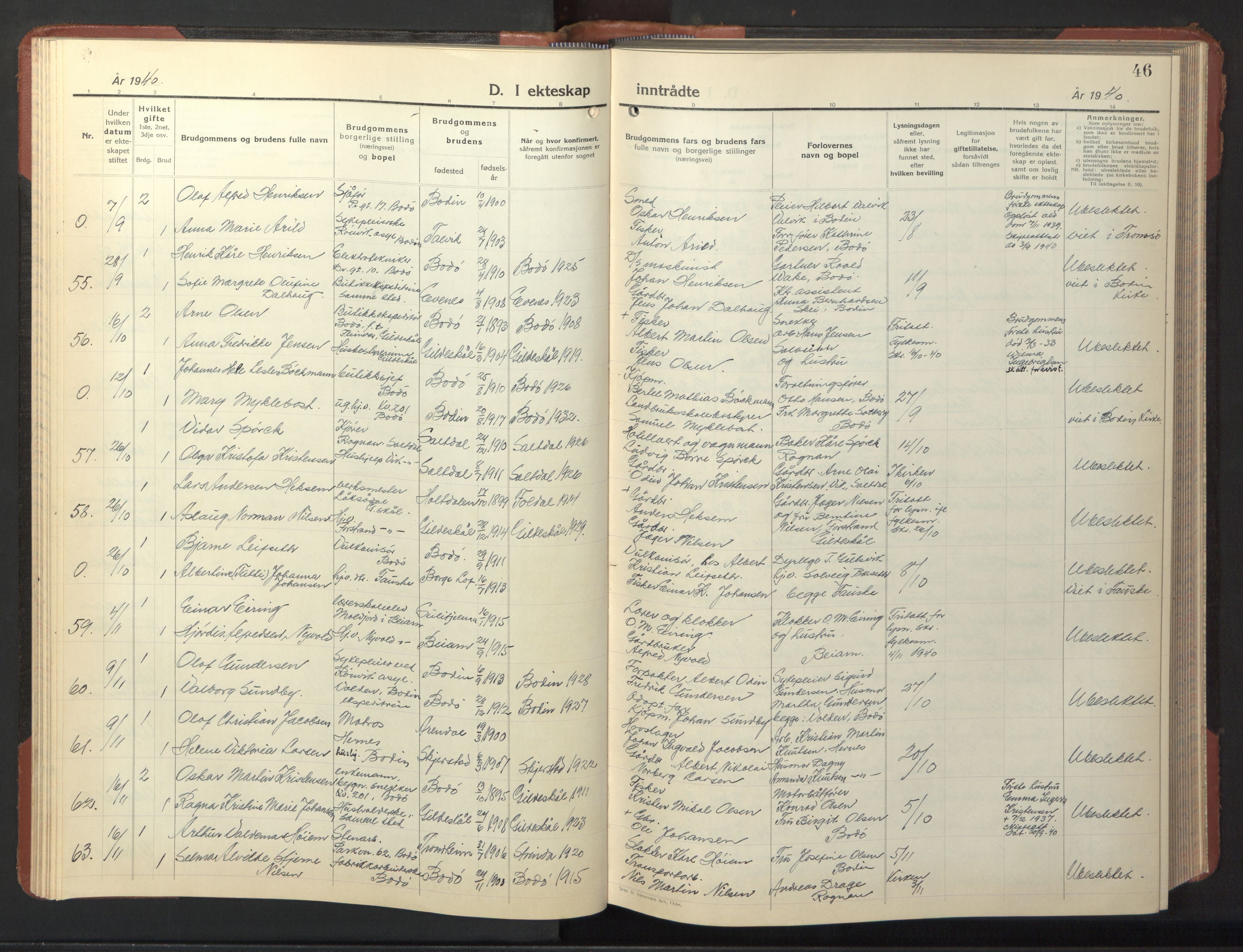 Ministerialprotokoller, klokkerbøker og fødselsregistre - Nordland, AV/SAT-A-1459/801/L0038: Klokkerbok nr. 801C13, 1935-1951, s. 46