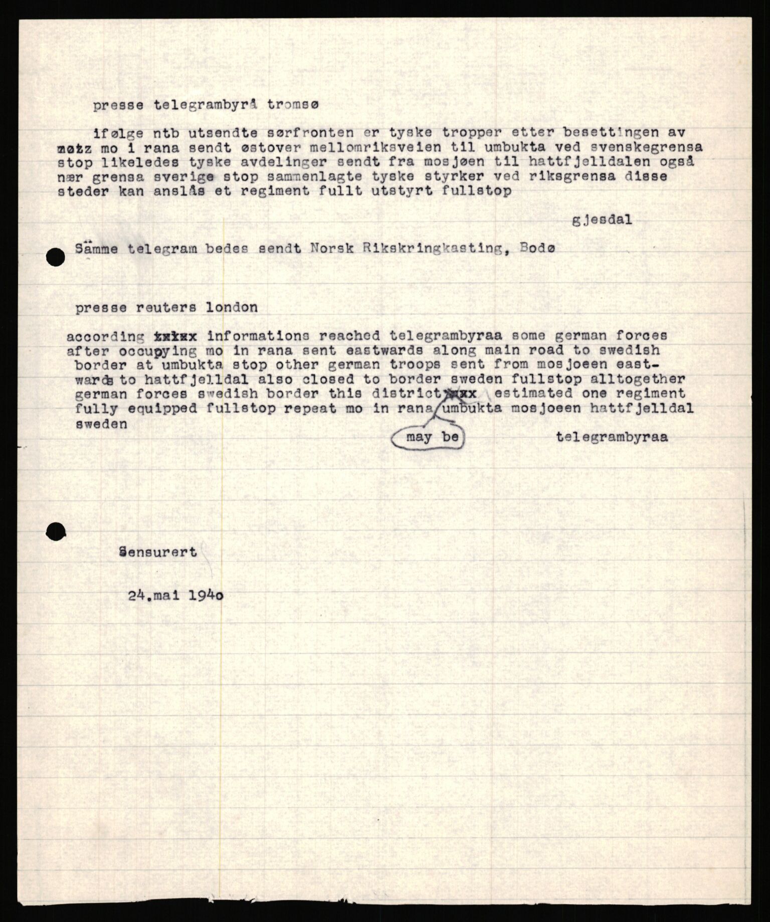 Forsvaret, Forsvarets krigshistoriske avdeling, AV/RA-RAFA-2017/Y/Ya/L0031: II-C-11-51 - Hærens overkommando, 1940, s. 701