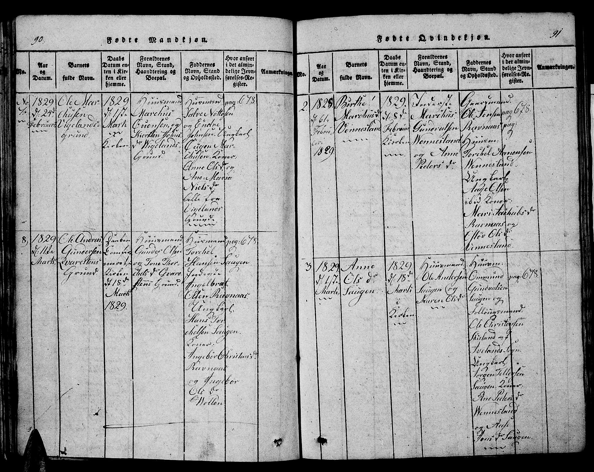 Vennesla sokneprestkontor, AV/SAK-1111-0045/Fb/Fbb/L0001: Klokkerbok nr. B 1, 1820-1834, s. 90-91