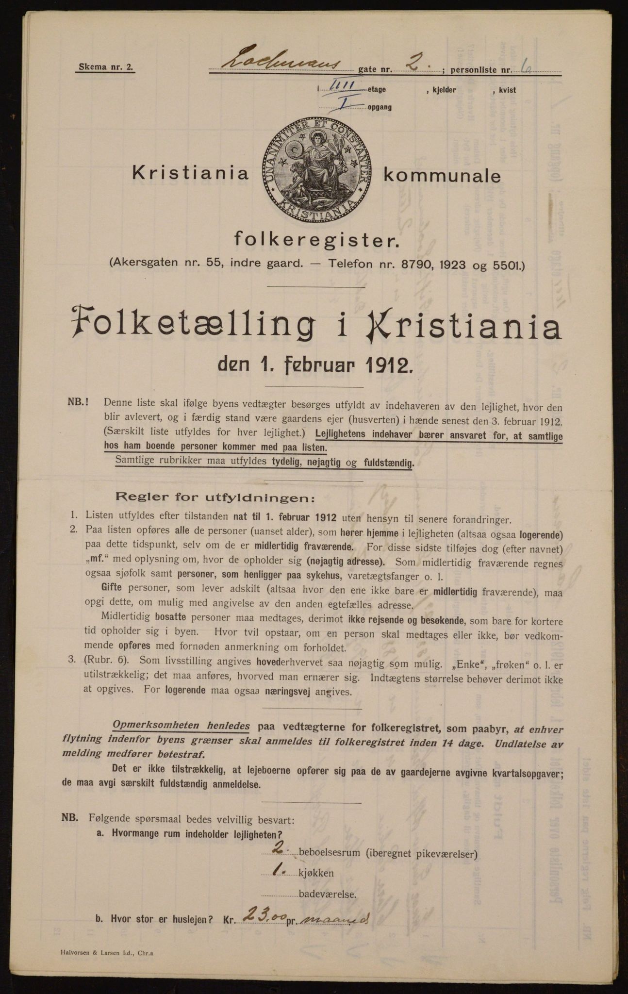 OBA, Kommunal folketelling 1.2.1912 for Kristiania, 1912, s. 58597