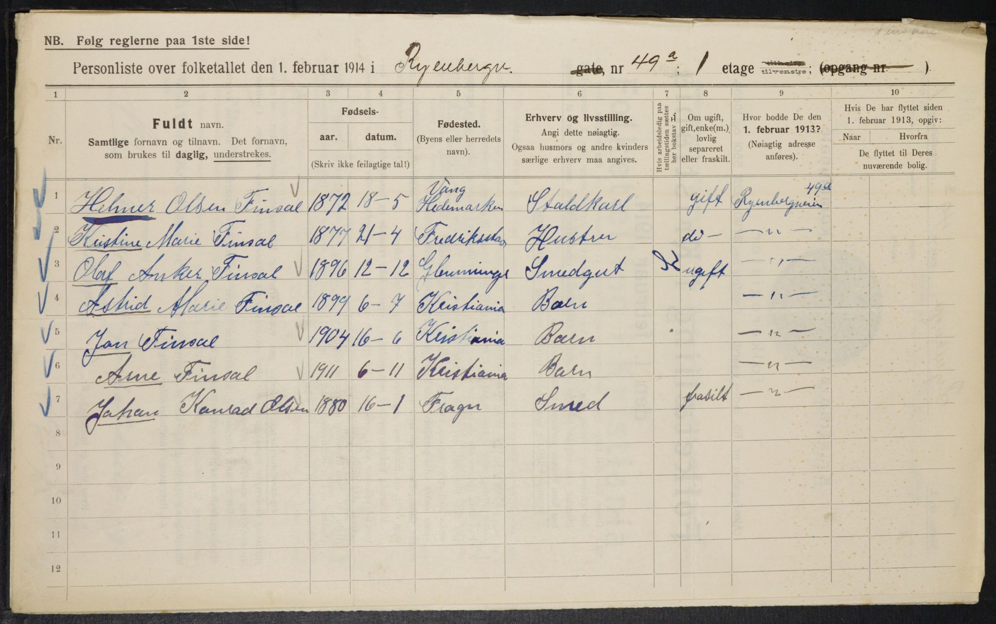 OBA, Kommunal folketelling 1.2.1914 for Kristiania, 1914, s. 85720