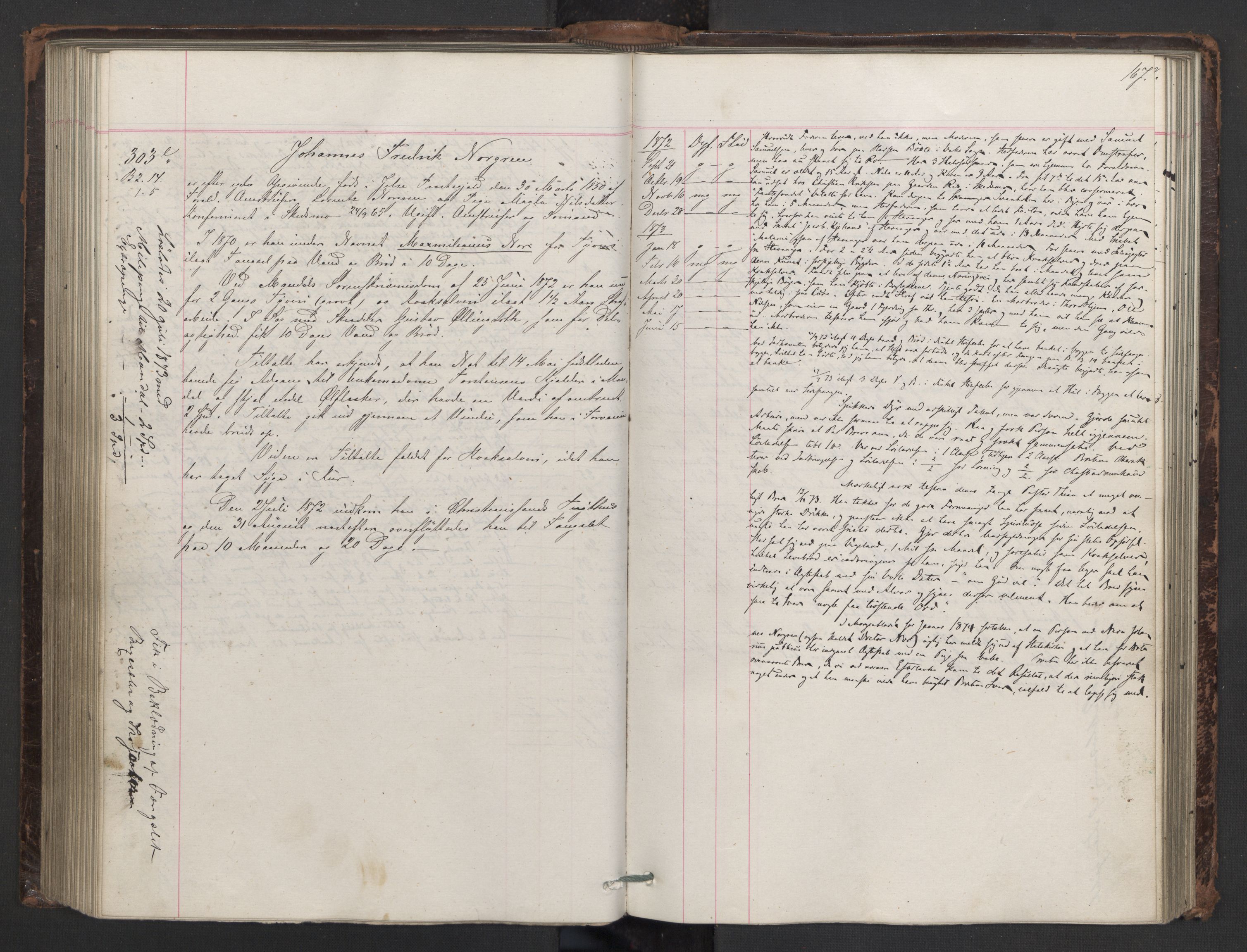 Botsfengslet, AV/RA-S-1539/D/Db/Dbb/L0014: 137e - 437e, 1871-1873, s. 167