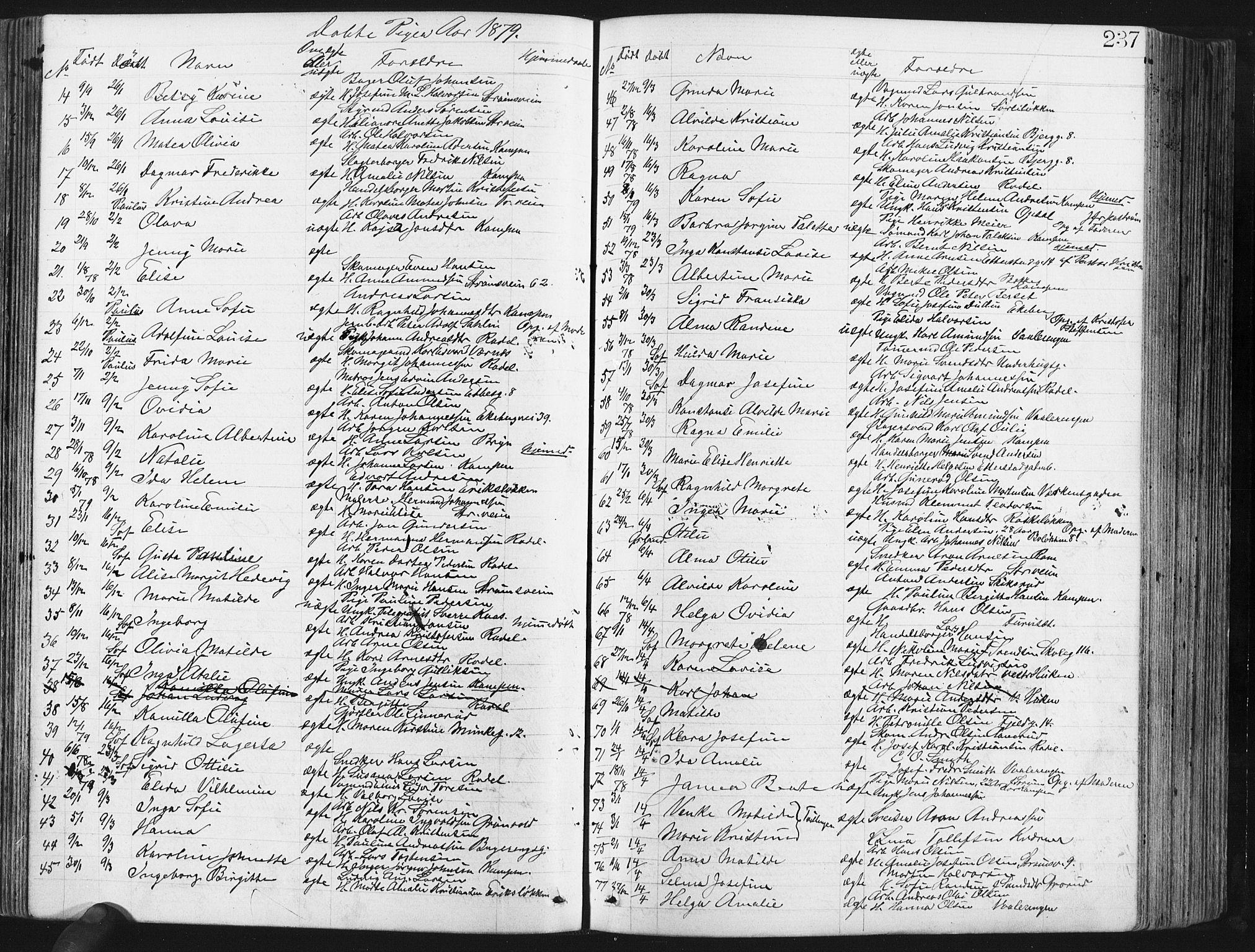 Østre Aker prestekontor Kirkebøker, AV/SAO-A-10840/G/Ga/L0003: Klokkerbok nr. I 3, 1868-1913, s. 237