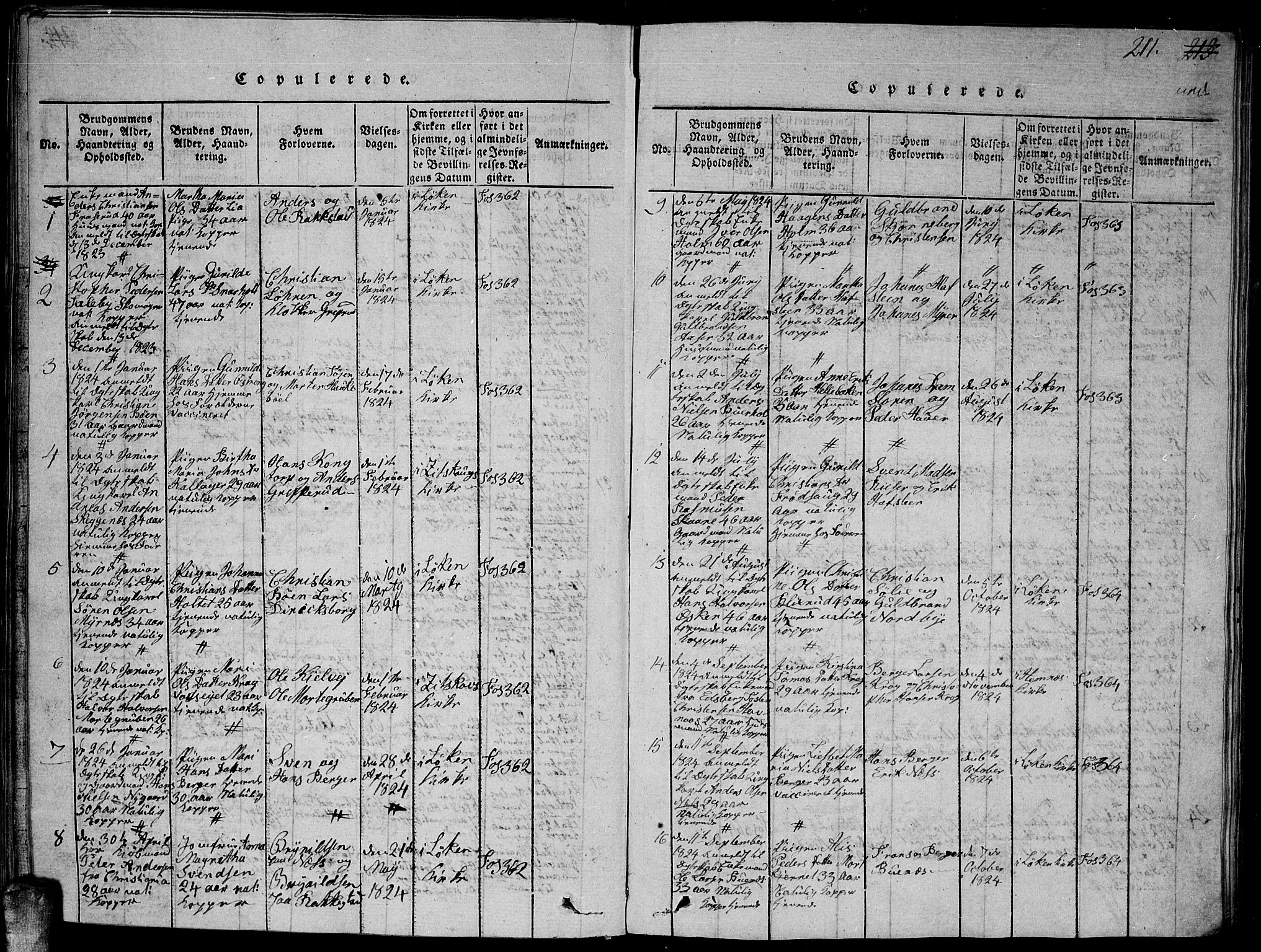 Høland prestekontor Kirkebøker, SAO/A-10346a/G/Ga/L0001: Klokkerbok nr. I 1, 1814-1827, s. 211
