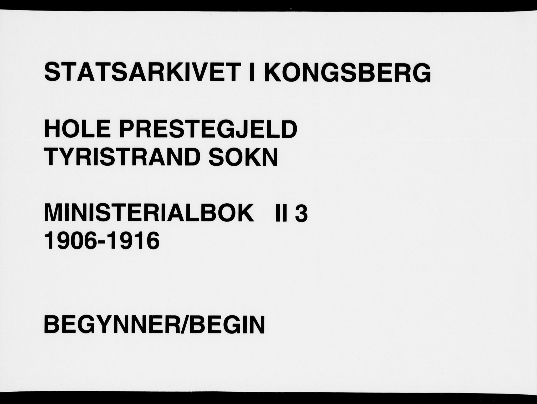 Hole kirkebøker, AV/SAKO-A-228/F/Fb/L0003: Ministerialbok nr. II 3, 1906-1916
