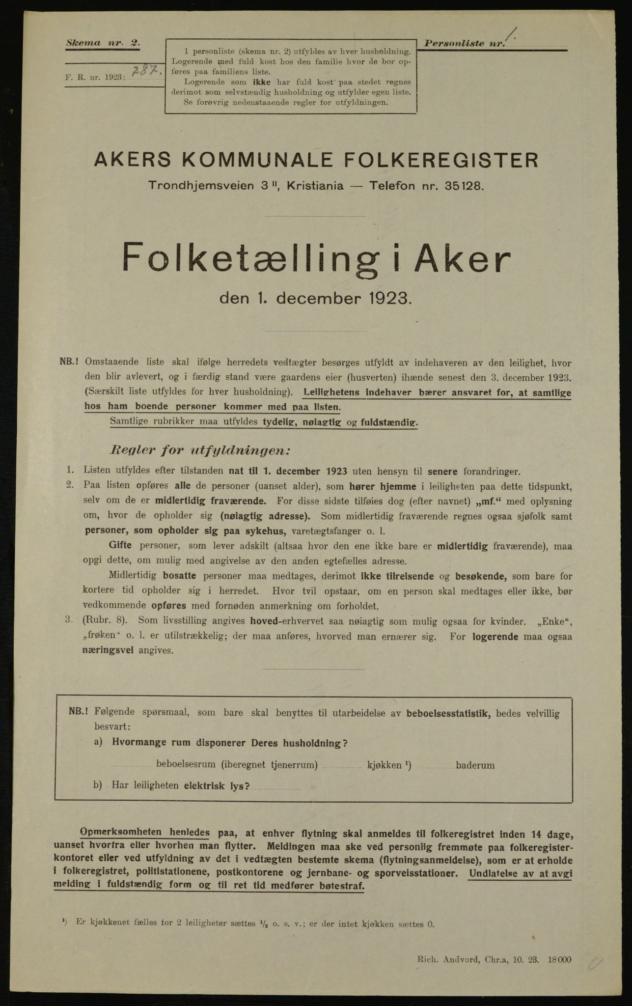 , Kommunal folketelling 1.12.1923 for Aker, 1923, s. 41491