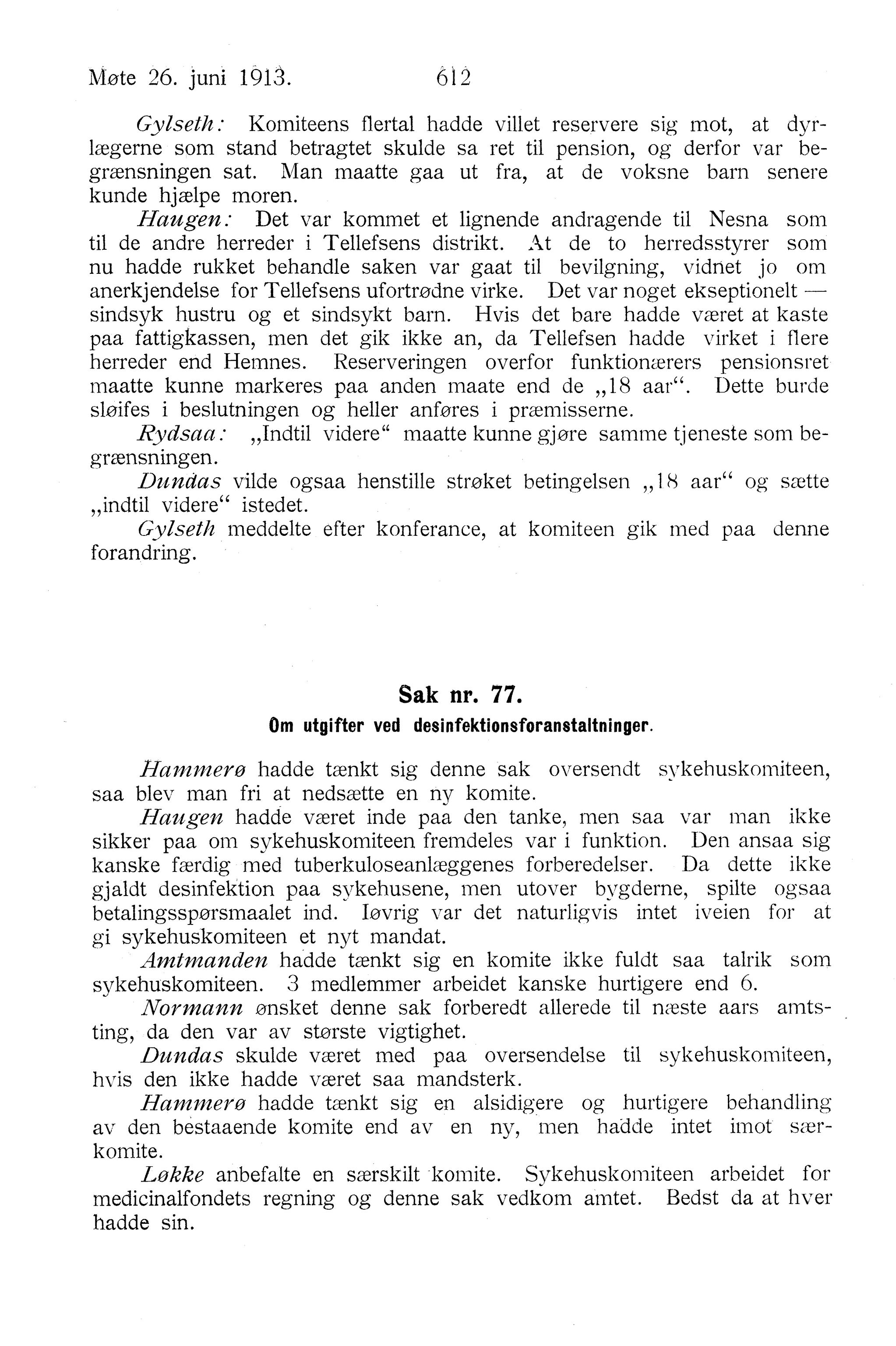 Nordland Fylkeskommune. Fylkestinget, AIN/NFK-17/176/A/Ac/L0036: Fylkestingsforhandlinger 1913, 1913