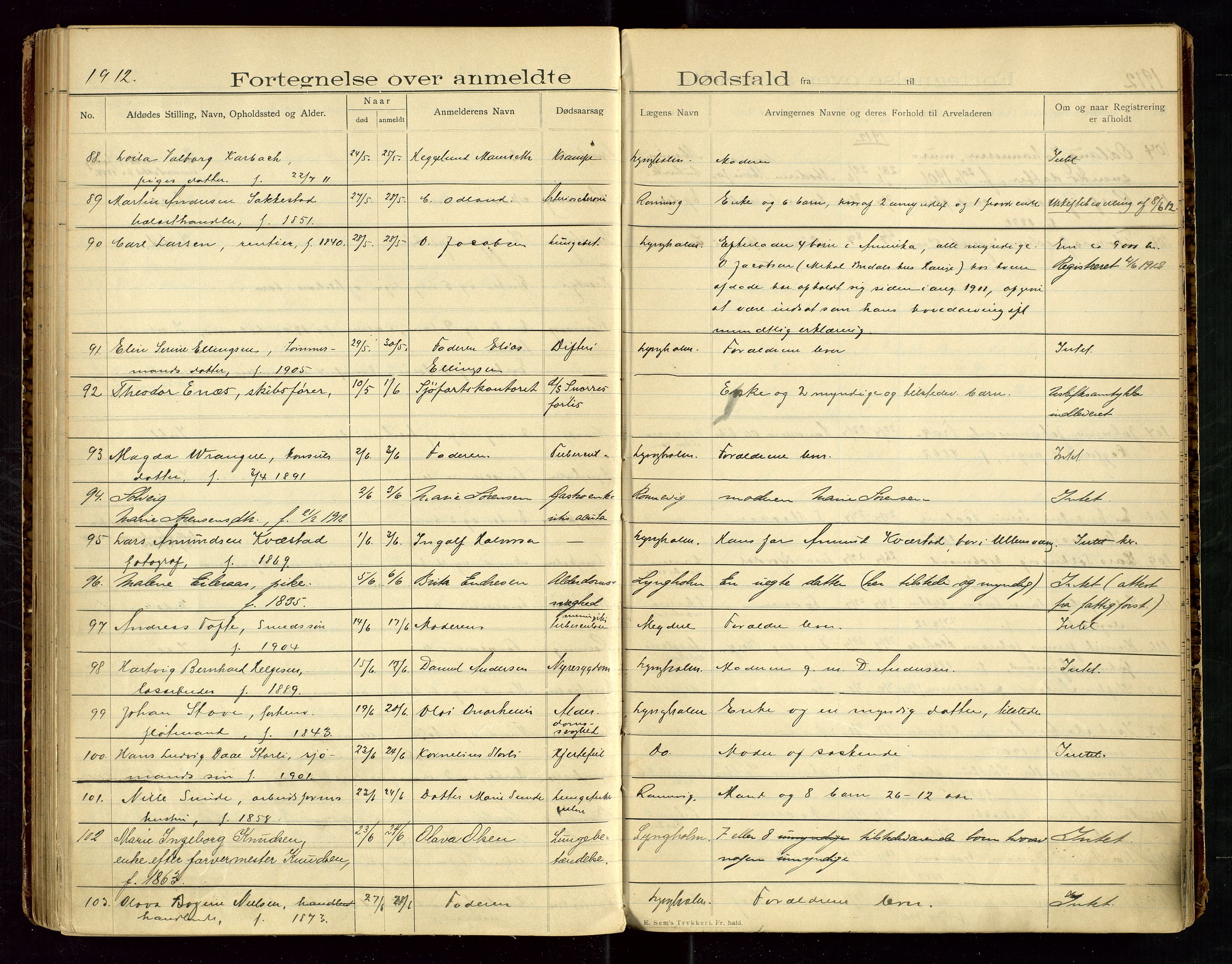 Haugesund tingrett, AV/SAST-A-101415/01/IV/IVJ/L0004: Dødsfallsprotokoll, 1907-1914