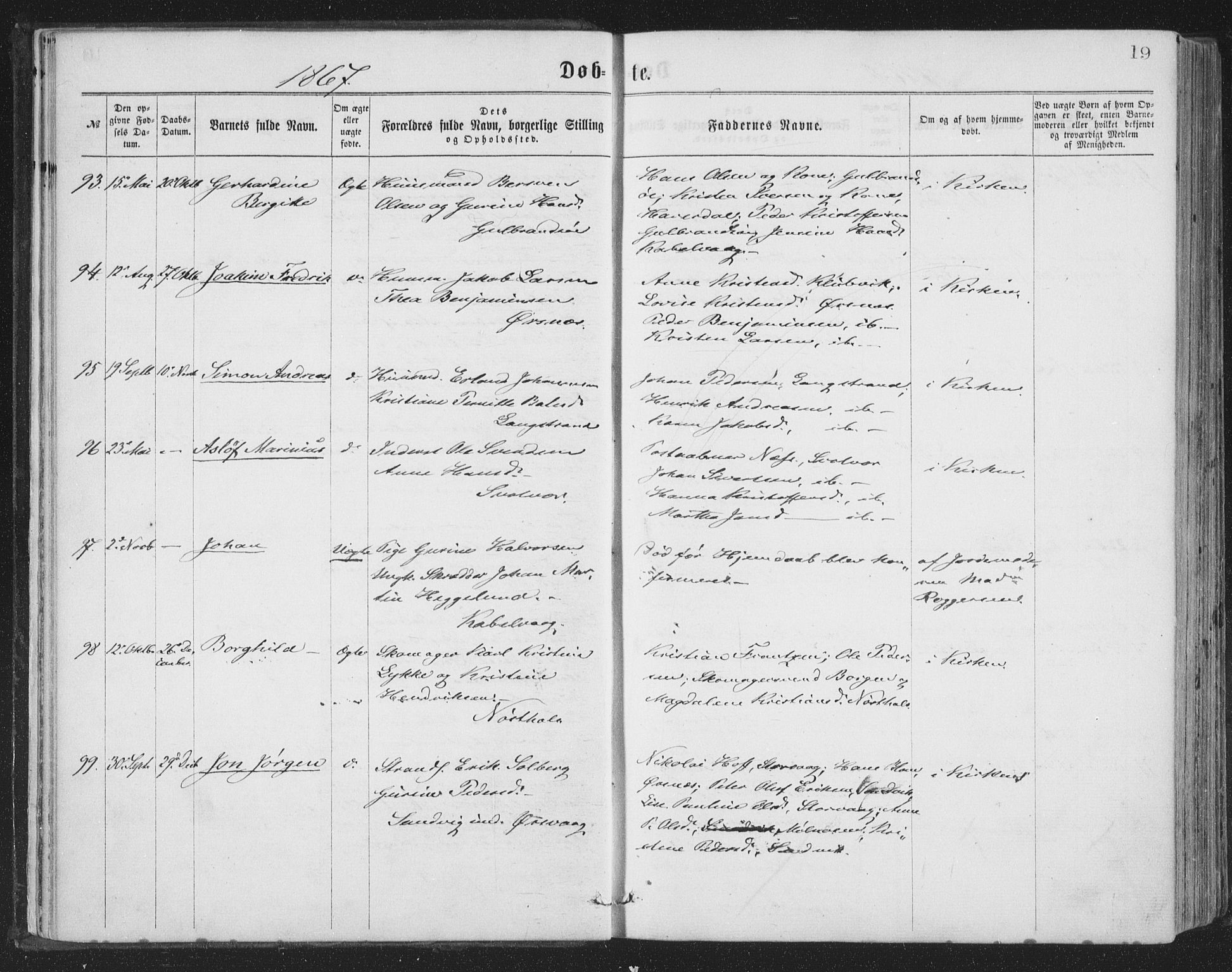 Ministerialprotokoller, klokkerbøker og fødselsregistre - Nordland, SAT/A-1459/874/L1057: Ministerialbok nr. 874A01, 1866-1877, s. 19
