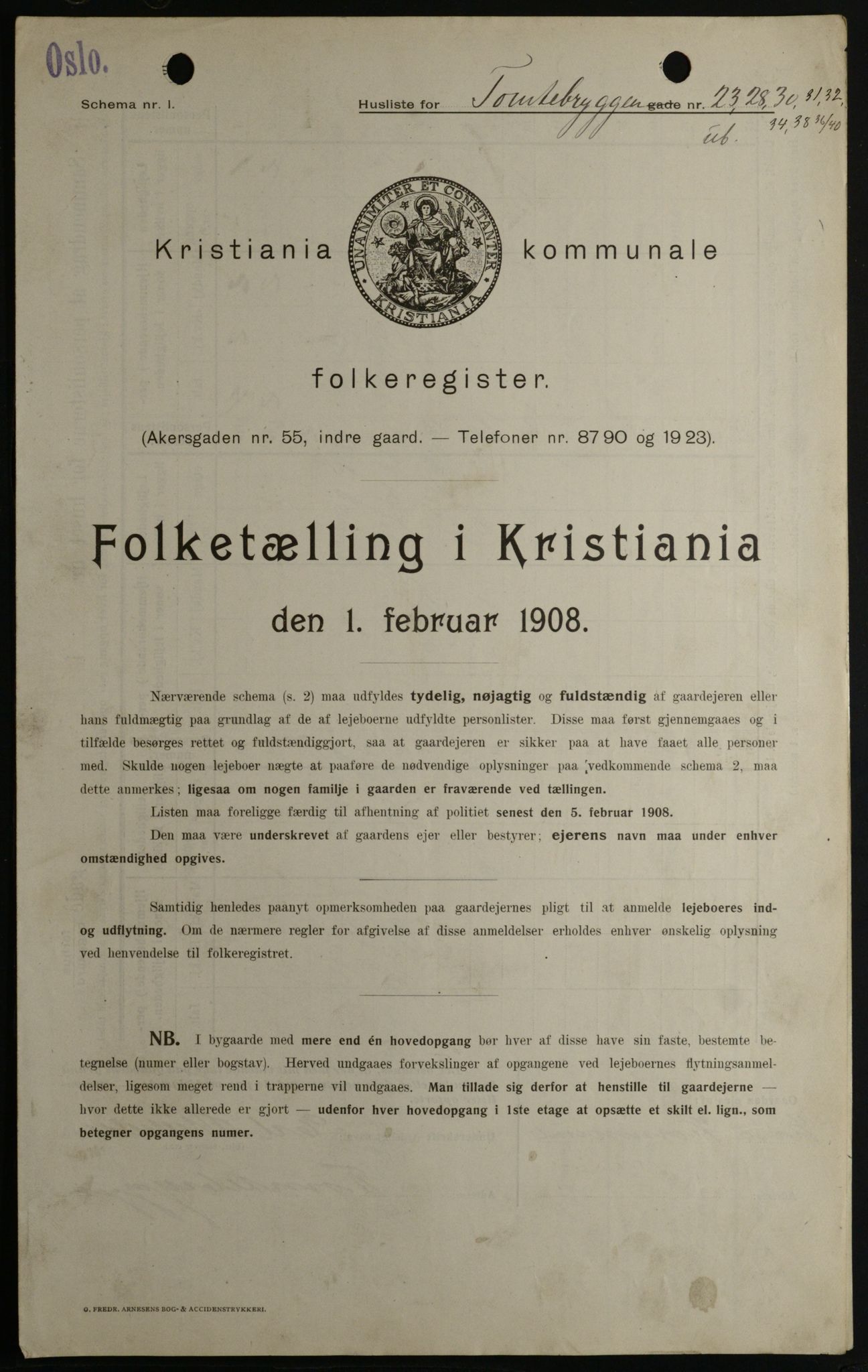 OBA, Kommunal folketelling 1.2.1908 for Kristiania kjøpstad, 1908, s. 101992