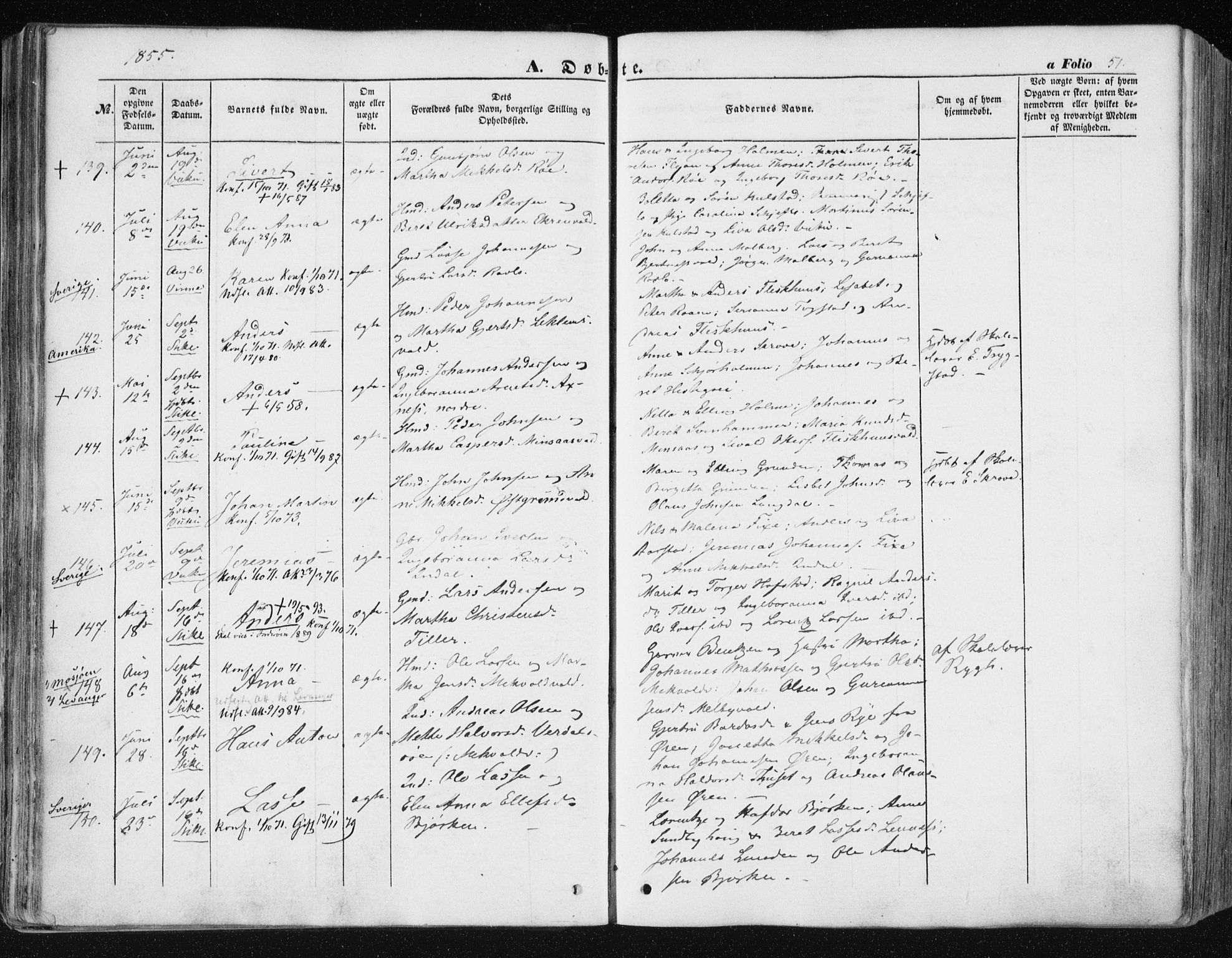 Ministerialprotokoller, klokkerbøker og fødselsregistre - Nord-Trøndelag, AV/SAT-A-1458/723/L0240: Ministerialbok nr. 723A09, 1852-1860, s. 51