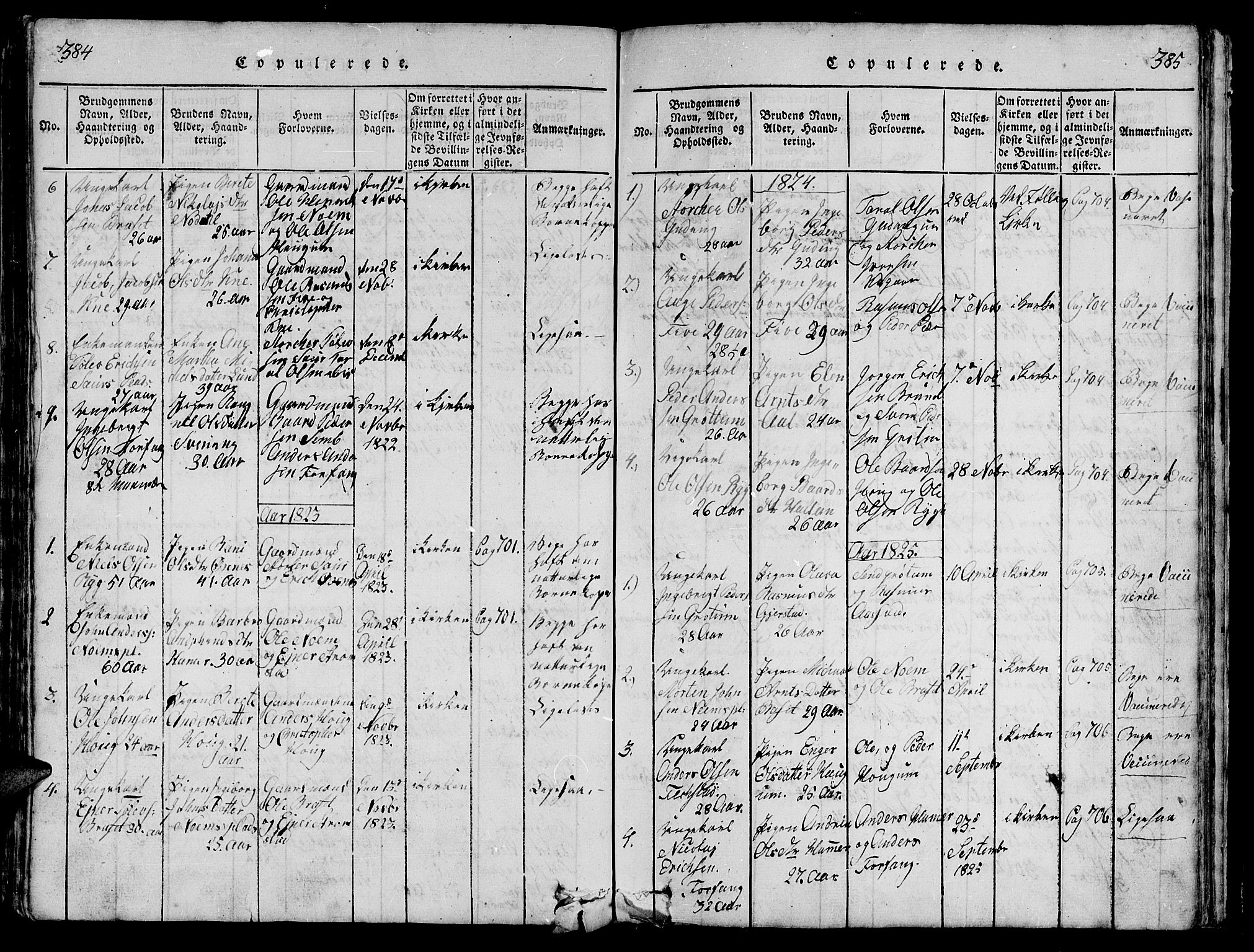 Ministerialprotokoller, klokkerbøker og fødselsregistre - Nord-Trøndelag, SAT/A-1458/747/L0459: Klokkerbok nr. 747C01, 1816-1842, s. 384-385