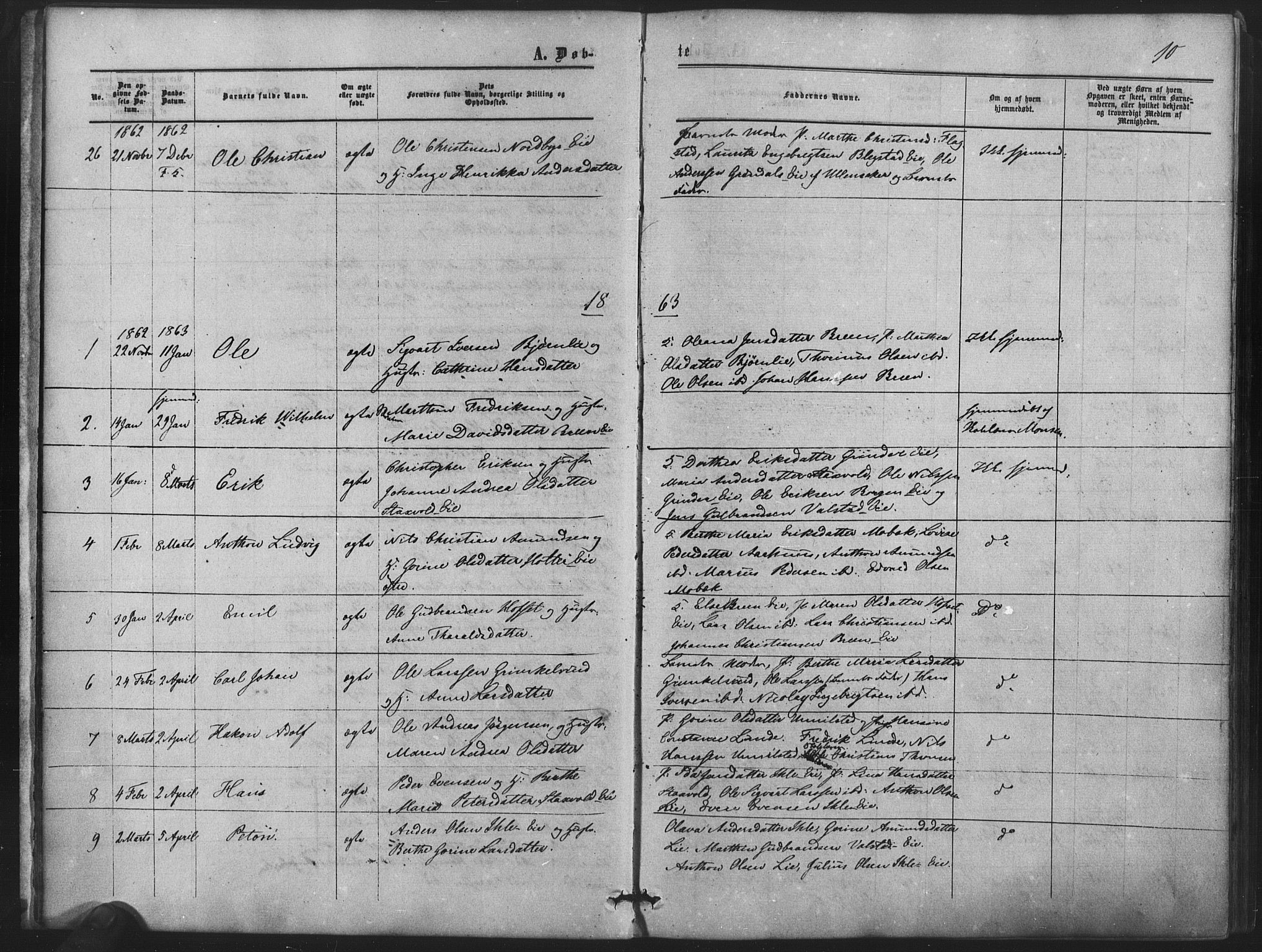 Nes prestekontor Kirkebøker, AV/SAO-A-10410/F/Fb/L0001: Ministerialbok nr. II 1, 1859-1882, s. 10