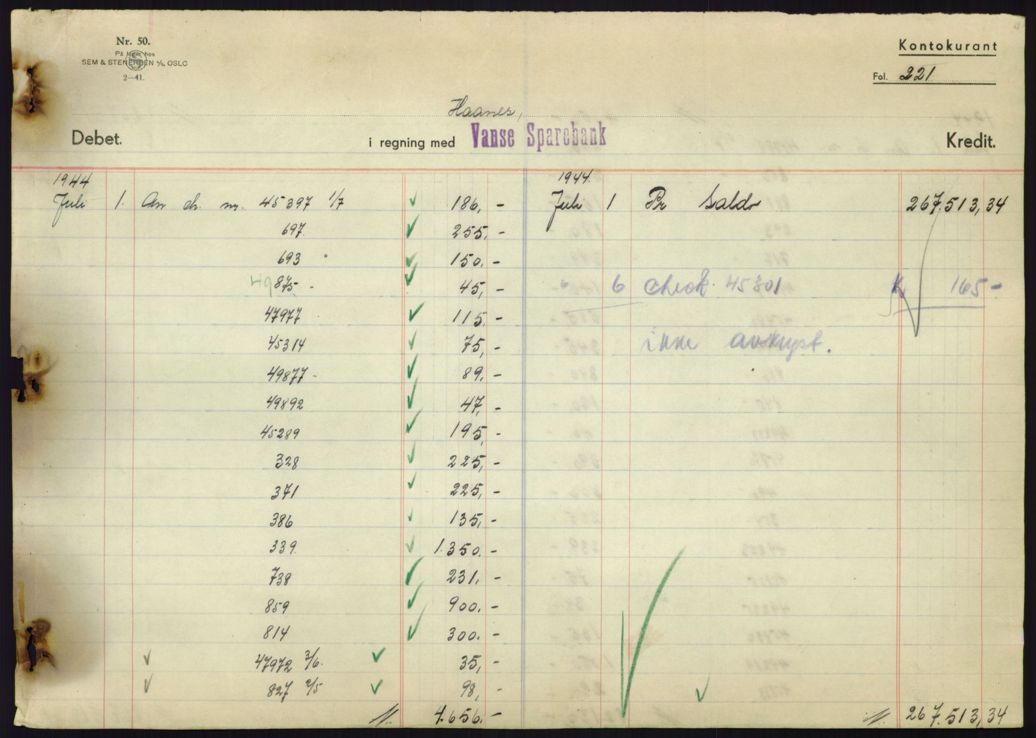 Forsvarsdepartementet, 10. kontor / Oppgjørskontoret, AV/RA-RAFA-1225/D/Db/L0180: Lista oppgjørskontor, 1942-1952, s. 2191
