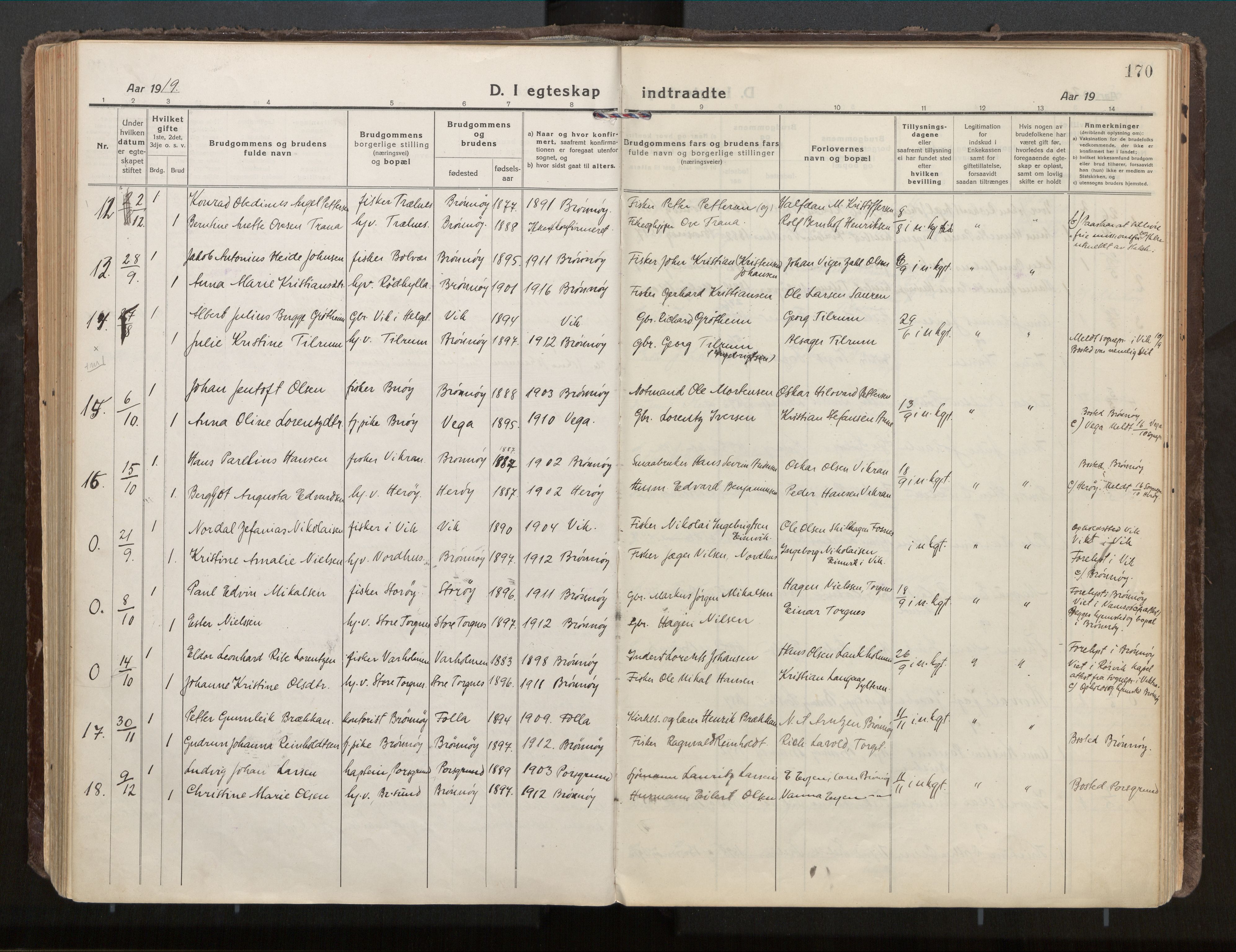 Ministerialprotokoller, klokkerbøker og fødselsregistre - Nordland, AV/SAT-A-1459/813/L0207a: Ministerialbok nr. 813A18, 1919-1927, s. 170