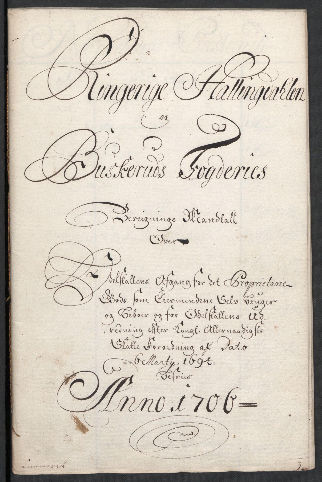 Rentekammeret inntil 1814, Reviderte regnskaper, Fogderegnskap, RA/EA-4092/R22/L1465: Fogderegnskap Ringerike, Hallingdal og Buskerud, 1706, s. 258