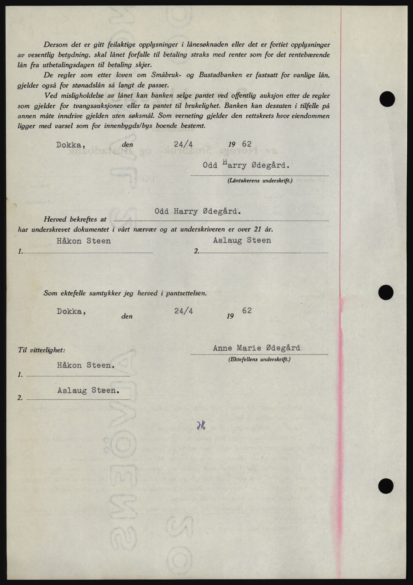 Hadeland og Land tingrett, AV/SAH-TING-010/H/Hb/Hbc/L0048: Pantebok nr. B48, 1962-1962, Dagboknr: 1819/1962