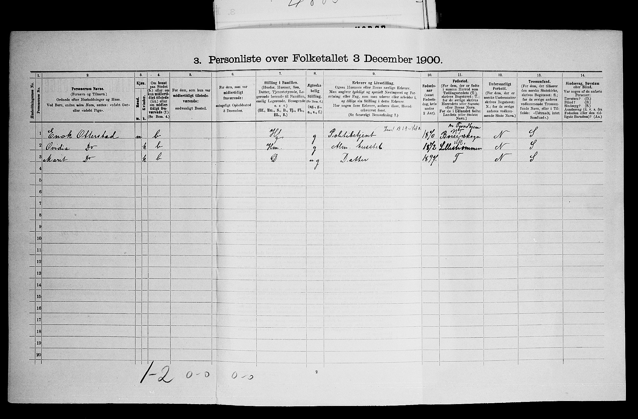 SAO, Folketelling 1900 for 0219 Bærum herred, 1900