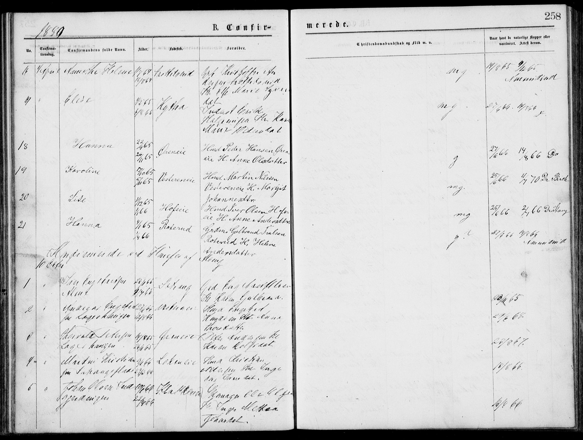 Norderhov kirkebøker, AV/SAKO-A-237/G/Gb/L0001: Klokkerbok nr. II 1, 1876-1899, s. 258