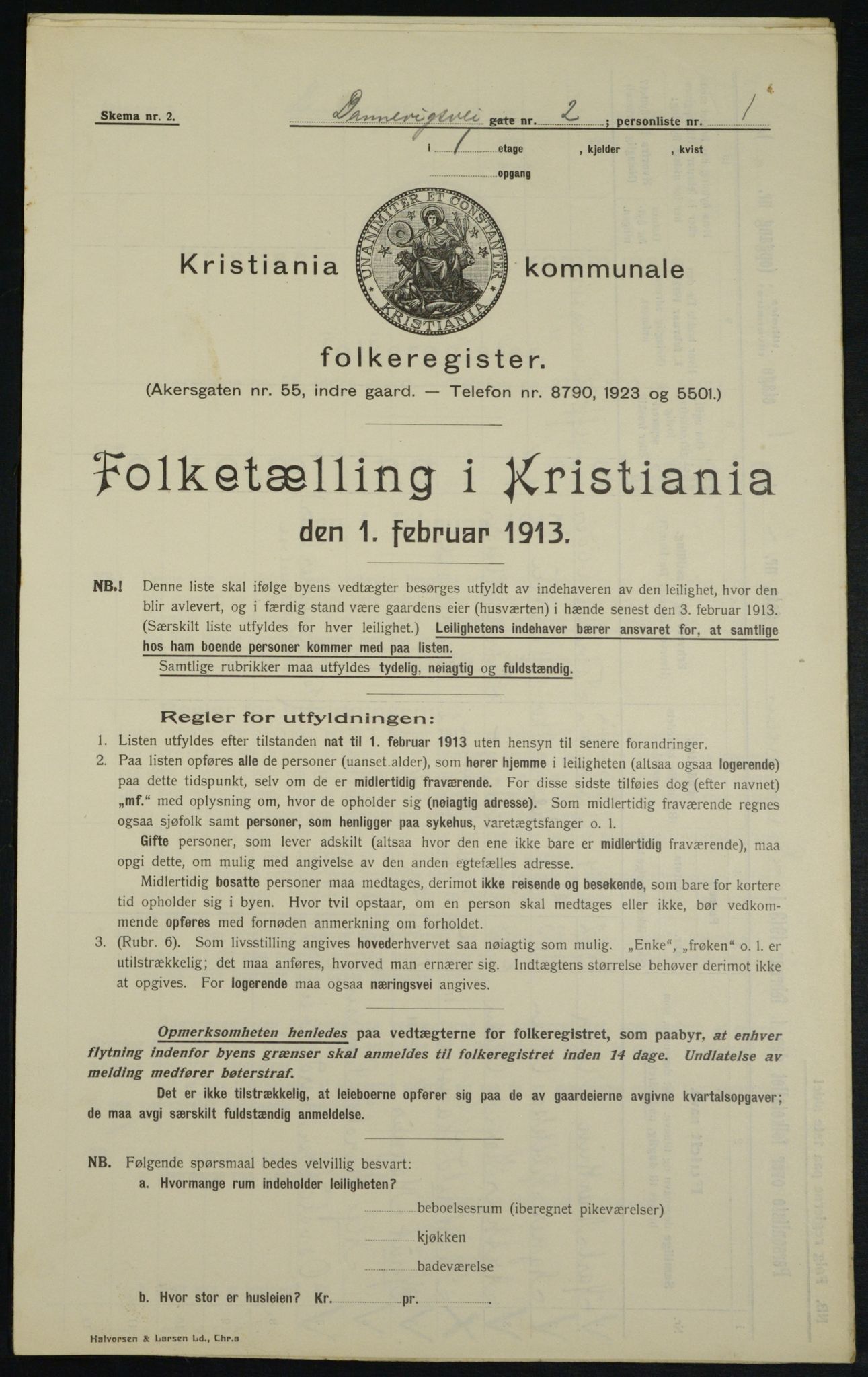 OBA, Kommunal folketelling 1.2.1913 for Kristiania, 1913, s. 15105