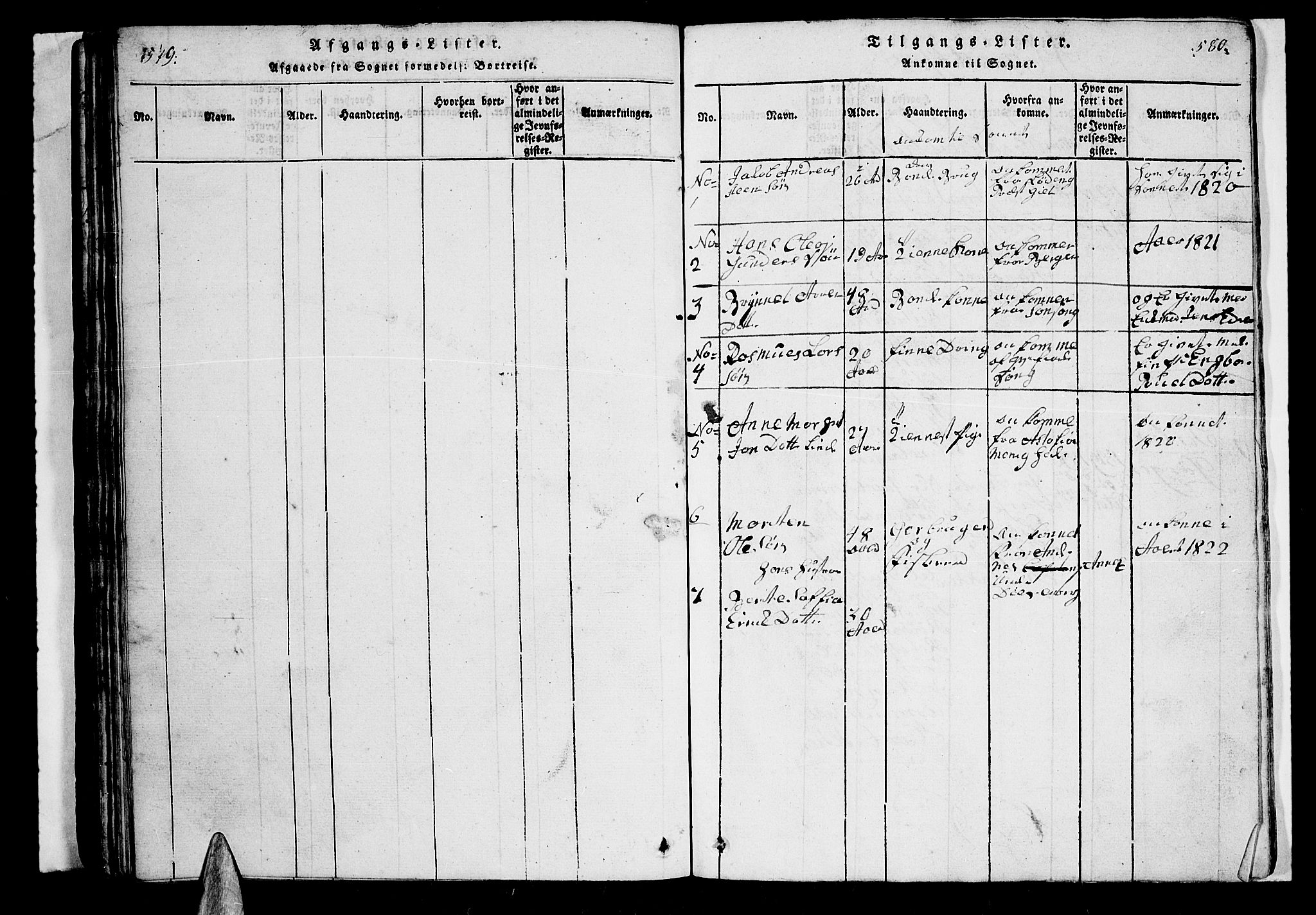 Trondenes sokneprestkontor, SATØ/S-1319/H/Hb/L0003klokker: Klokkerbok nr. 3, 1820-1834, s. 579-580