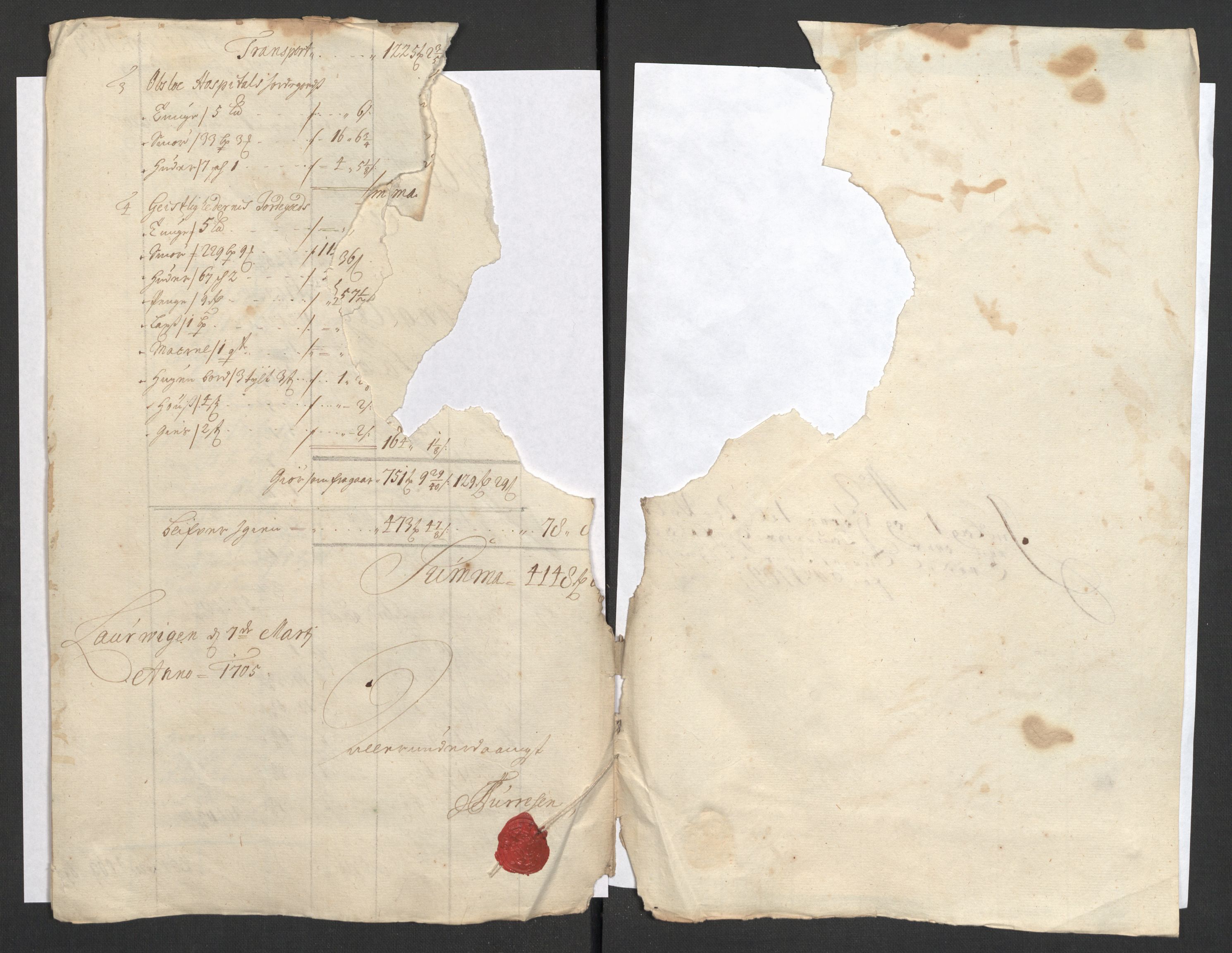 Rentekammeret inntil 1814, Reviderte regnskaper, Fogderegnskap, AV/RA-EA-4092/R33/L1978: Fogderegnskap Larvik grevskap, 1704-1705, s. 116