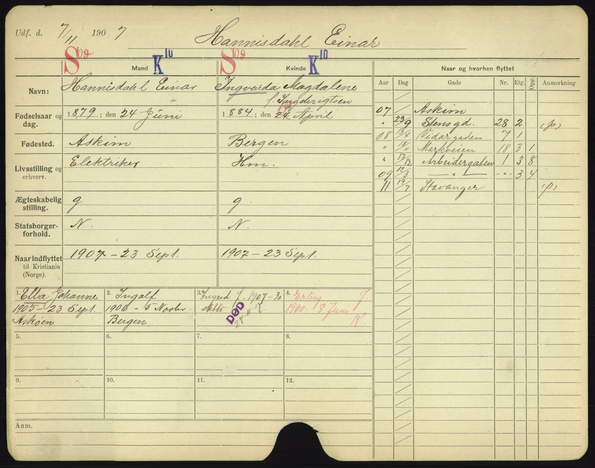 Oslo folkeregister, Registerkort, AV/SAO-A-11715/F/Fa/Fac/L0003: Menn, 1906-1914, s. 1193a