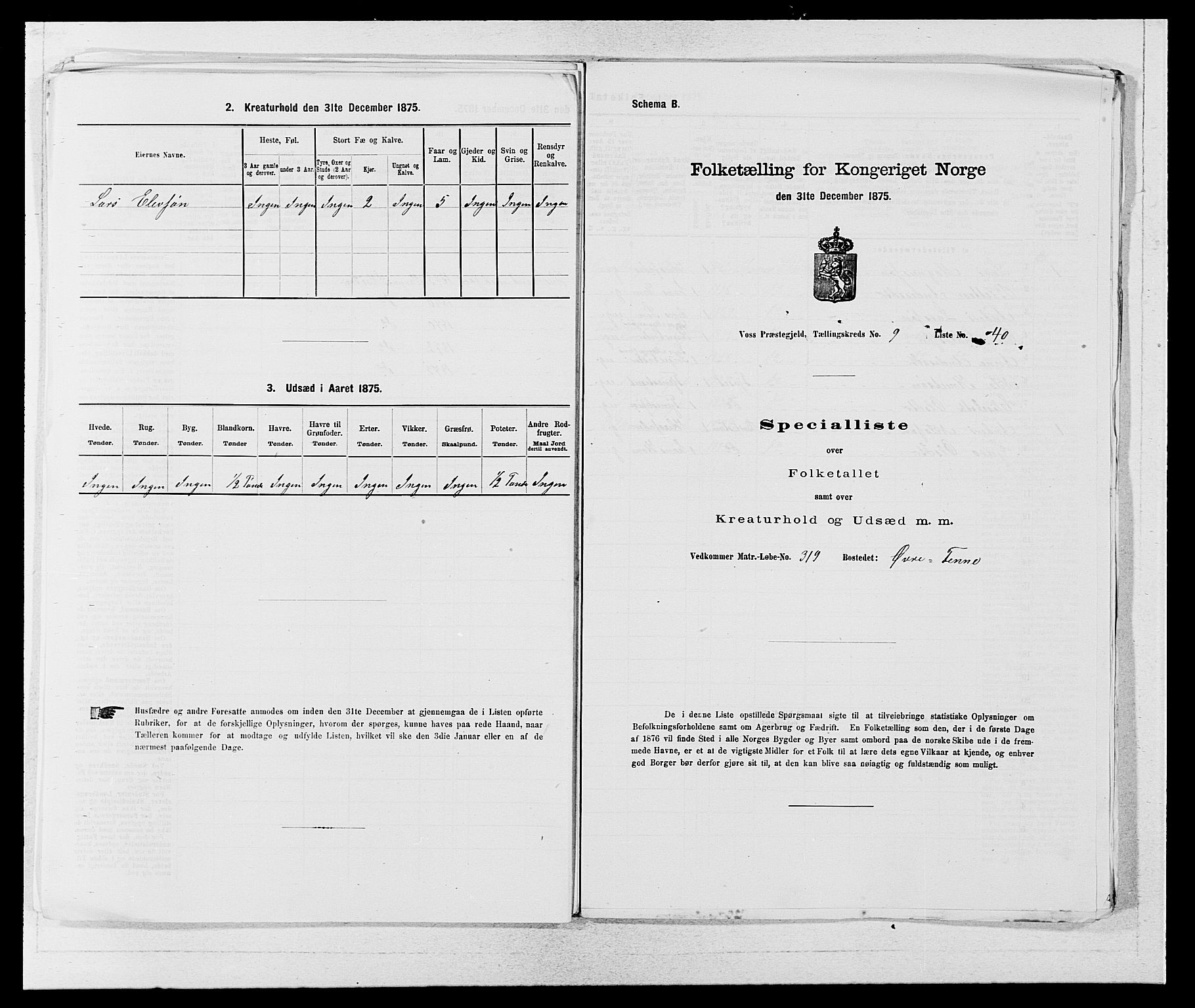 SAB, Folketelling 1875 for 1235P Voss prestegjeld, 1875, s. 1125