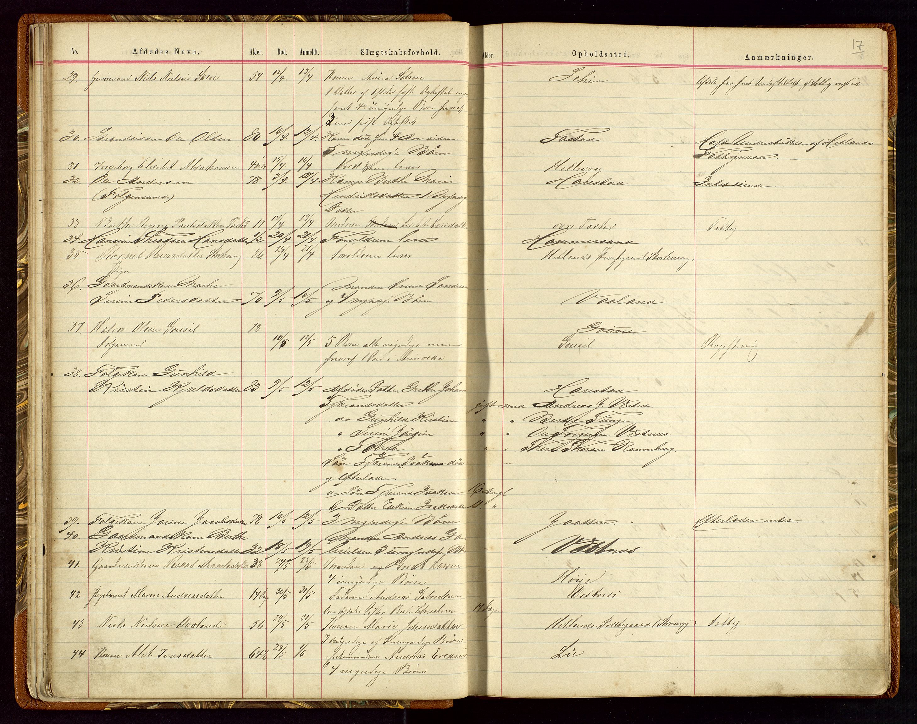 Hetland lensmannskontor, AV/SAST-A-100101/Gga/L0001: Dødsfallprotokoll, 1883-1910, s. 17