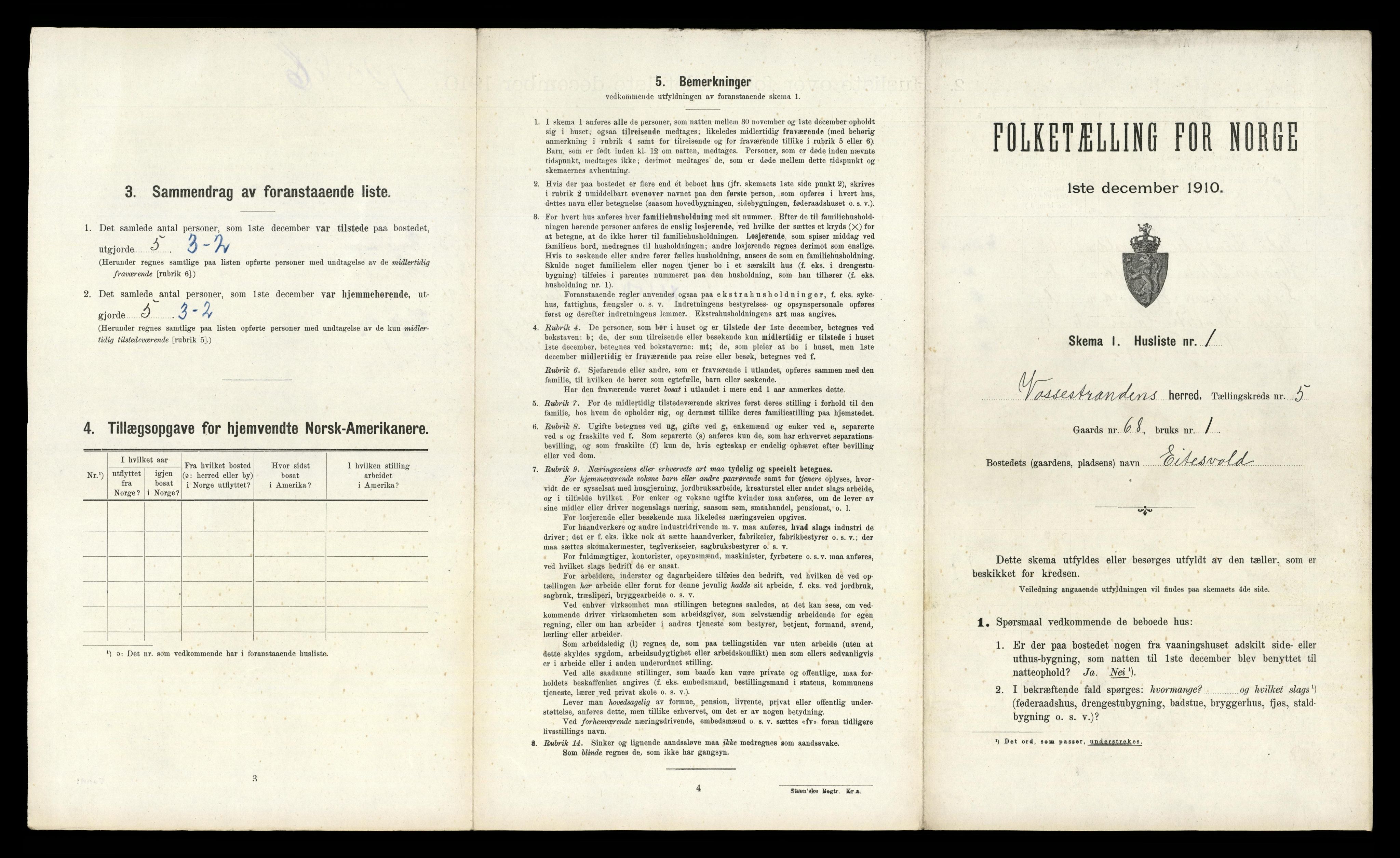 RA, Folketelling 1910 for 1236 Vossestrand herred, 1910, s. 543