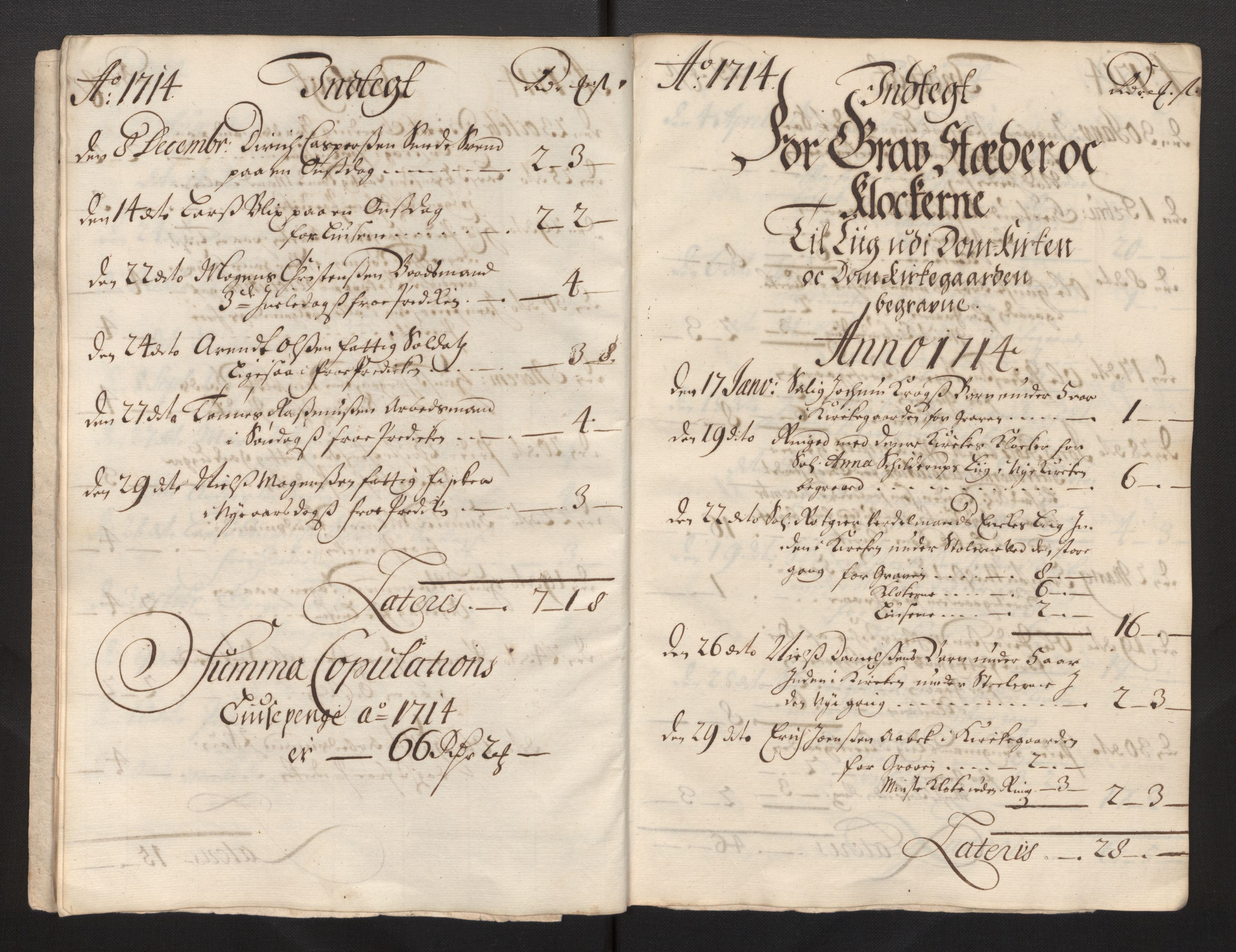 Stiftamtmannen i Bergen, AV/SAB-A-100006/F/Fb/Fbb/0001 / Lnr. 1737 - Domkirken: Rekneskapar, 1706-1721