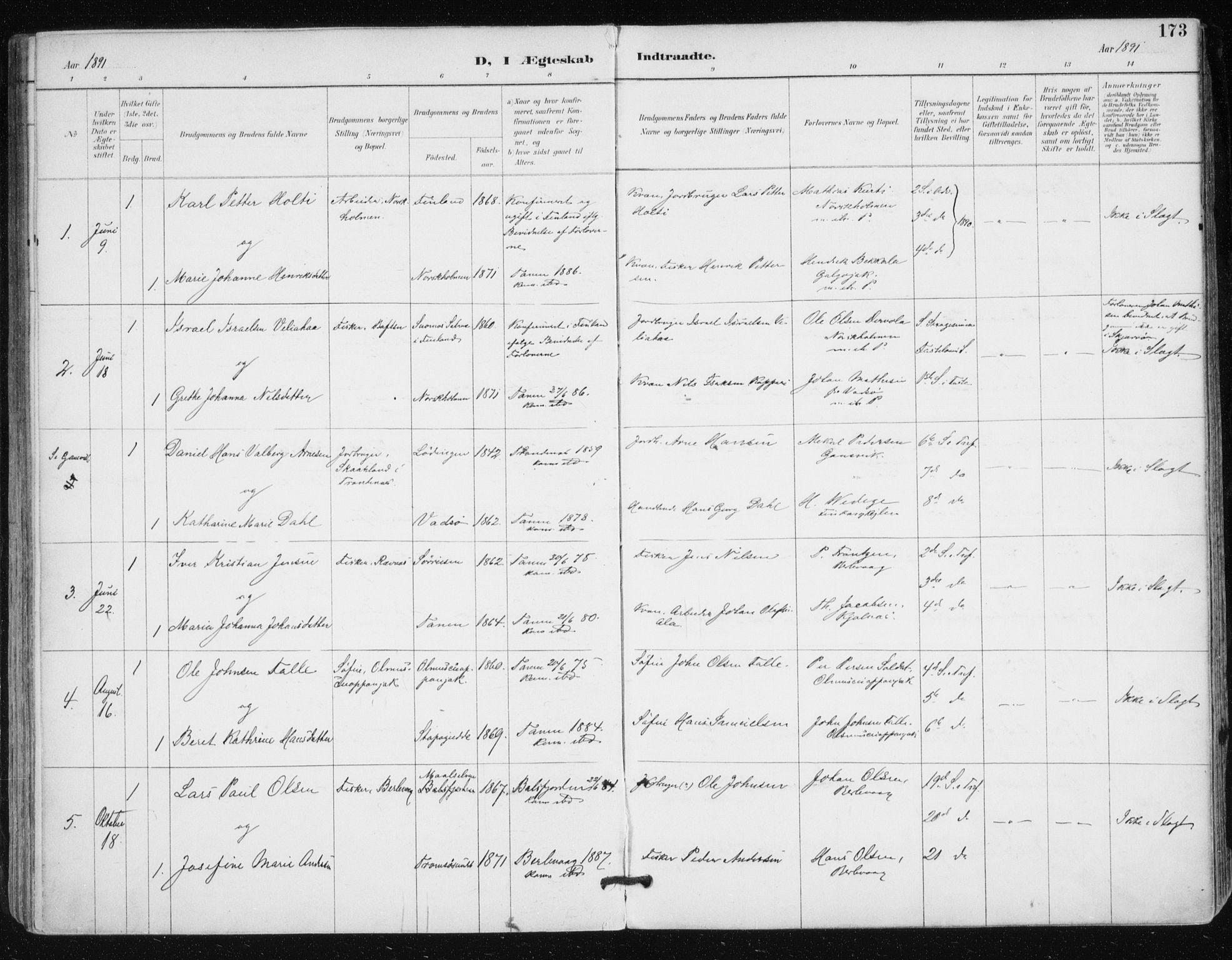 Tana sokneprestkontor, AV/SATØ-S-1334/H/Ha/L0005kirke: Ministerialbok nr. 5, 1891-1903, s. 173