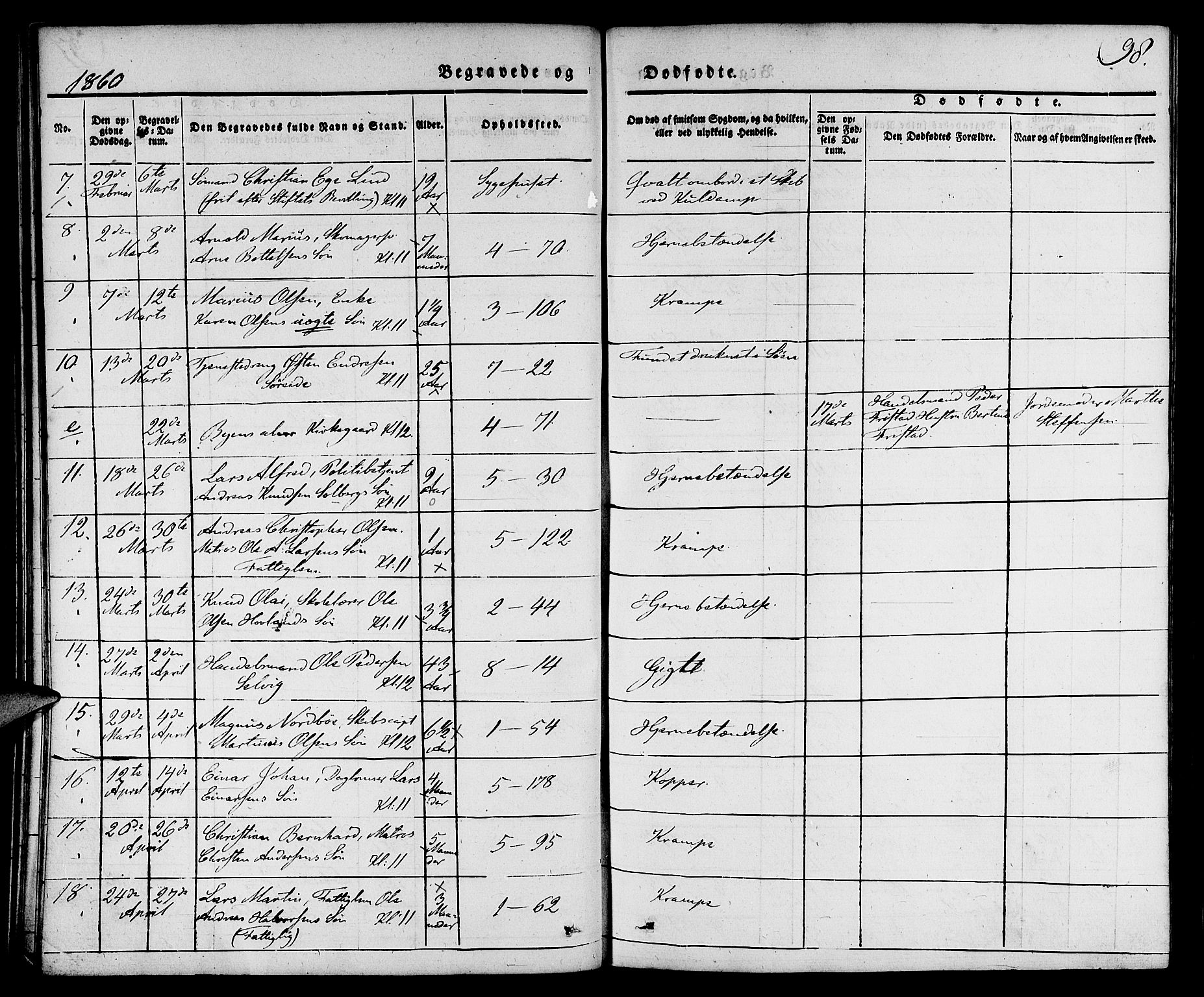 Nykirken Sokneprestembete, AV/SAB-A-77101/H/Hab: Klokkerbok nr. E 1, 1840-1866, s. 98