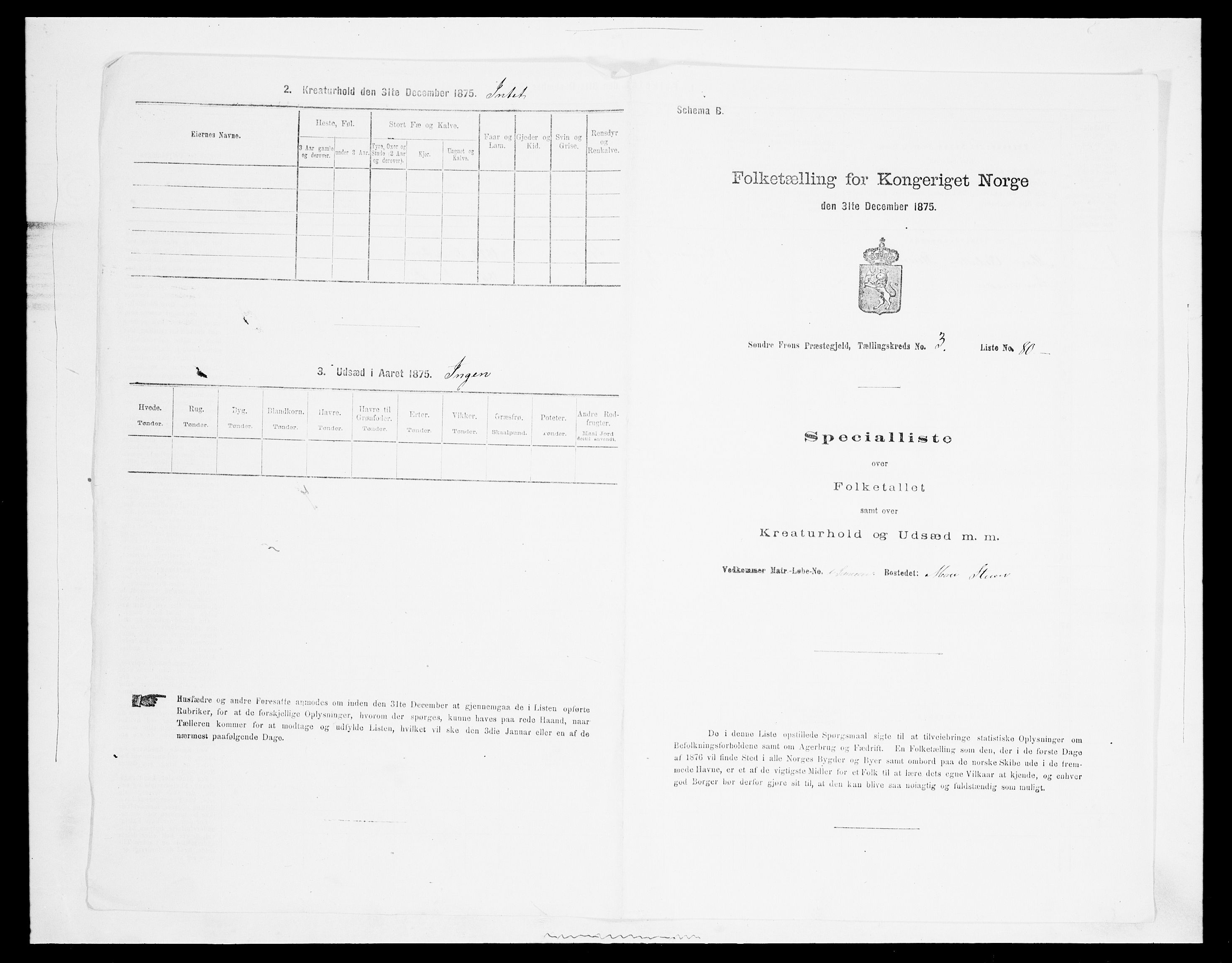 SAH, Folketelling 1875 for 0519P Sør-Fron prestegjeld, 1875, s. 539