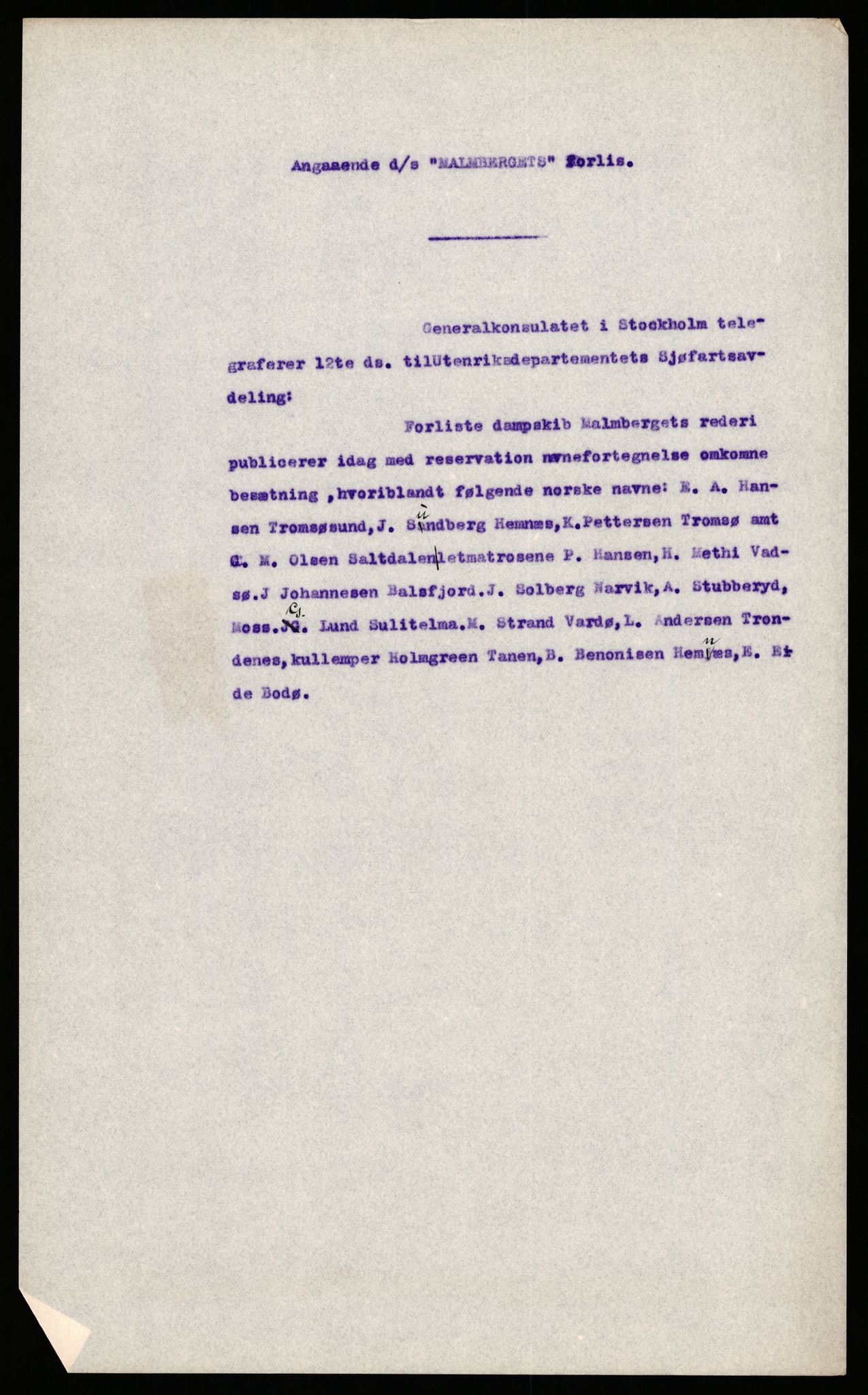 Handelsdepartementet, Sjøfartsavdelingen, 1. sjømannskontor, AV/RA-S-1405/D/Dm/L0010: Forliste skip Lar - Min, 1906-1920, s. 653