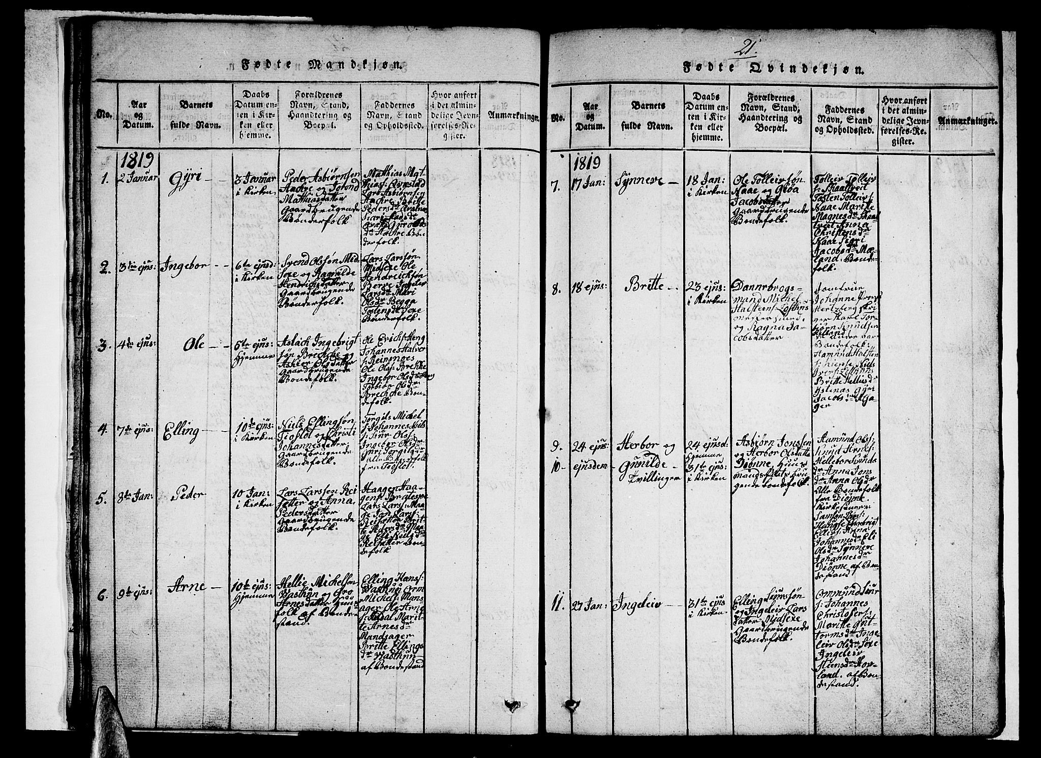 Ullensvang sokneprestembete, SAB/A-78701/H/Hab: Klokkerbok nr. A 3, 1817-1825, s. 21
