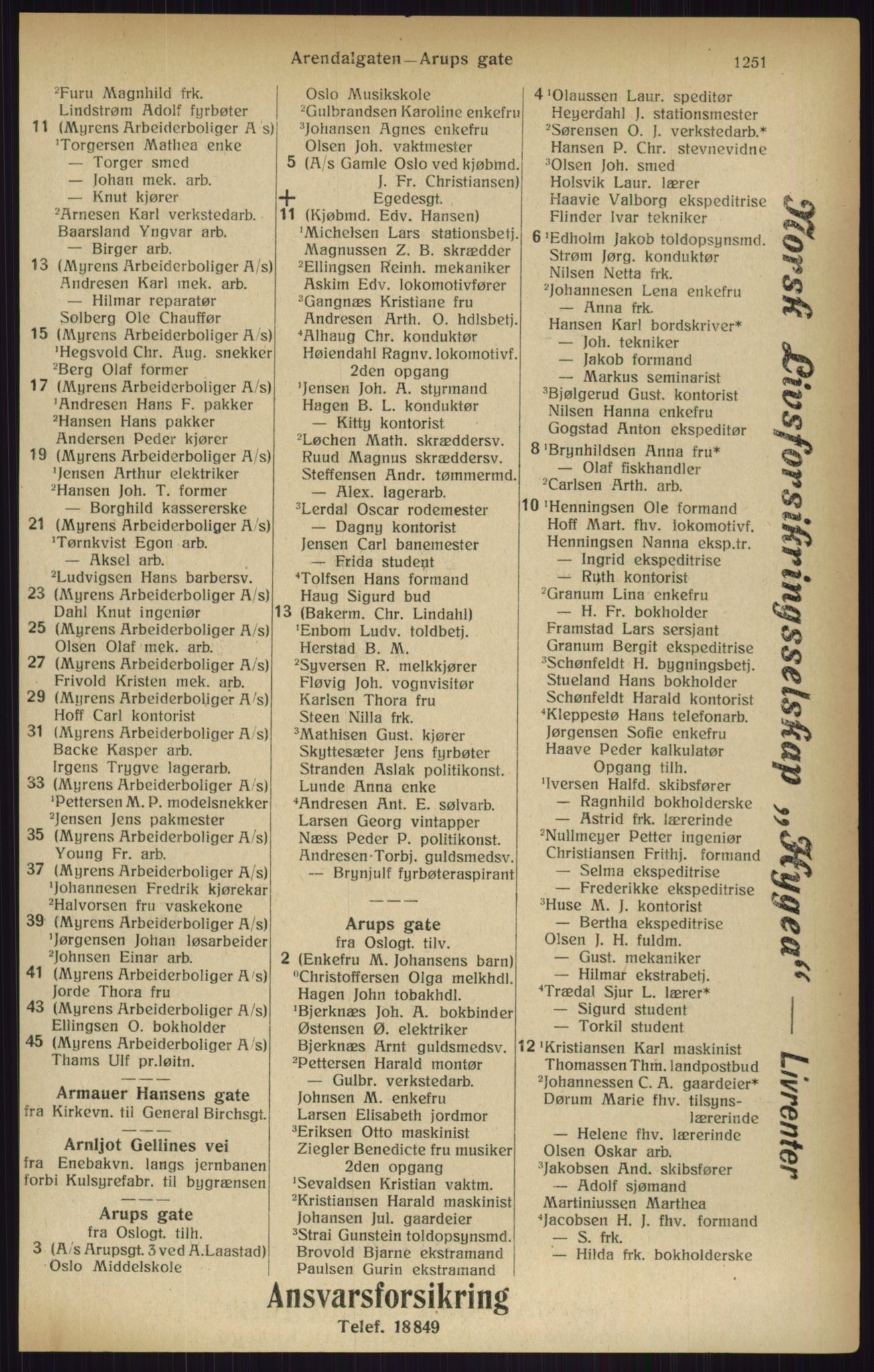 Kristiania/Oslo adressebok, PUBL/-, 1916, s. 1251