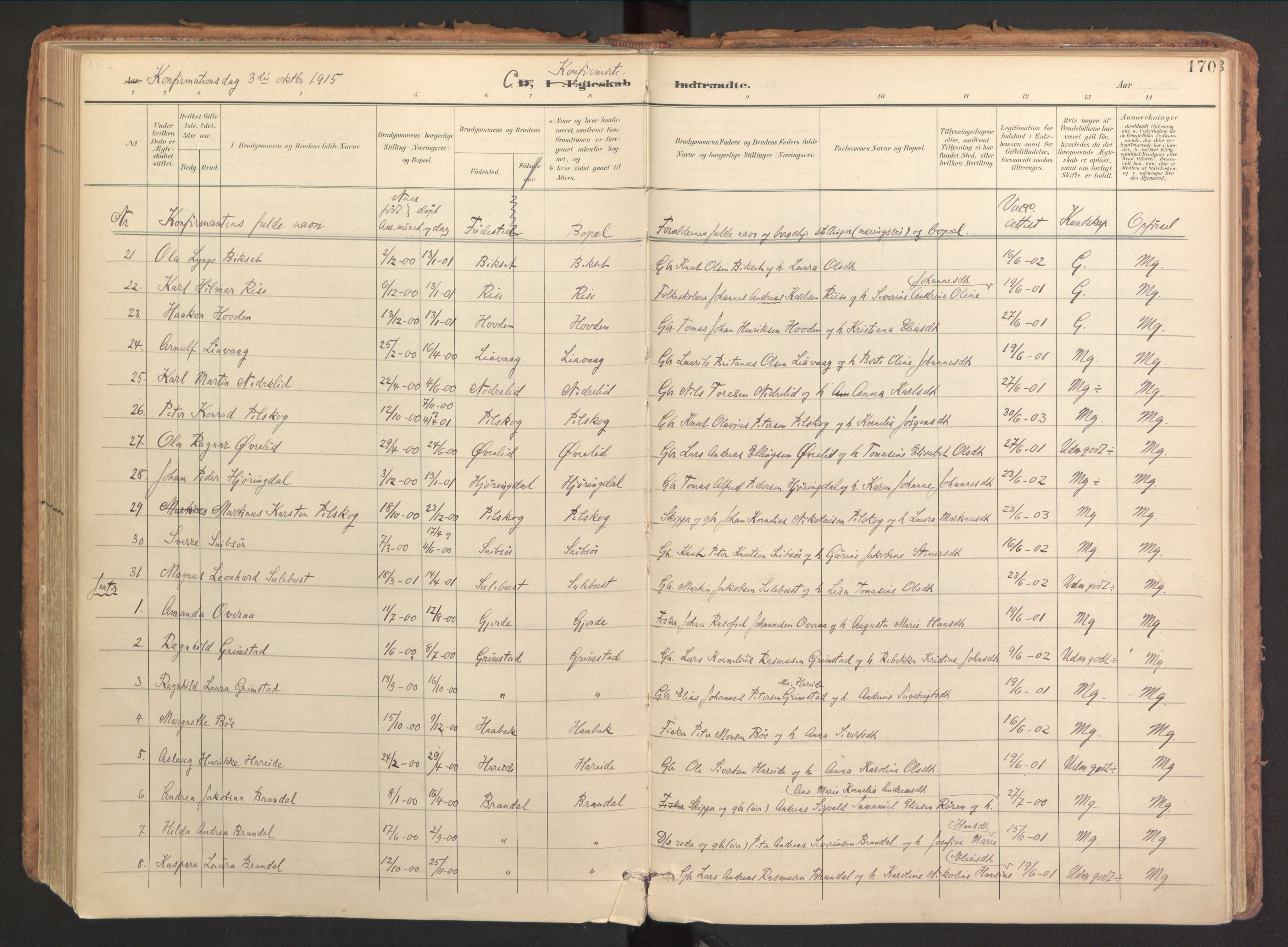 Ministerialprotokoller, klokkerbøker og fødselsregistre - Møre og Romsdal, SAT/A-1454/510/L0123: Ministerialbok nr. 510A03, 1898-1922, s. 170