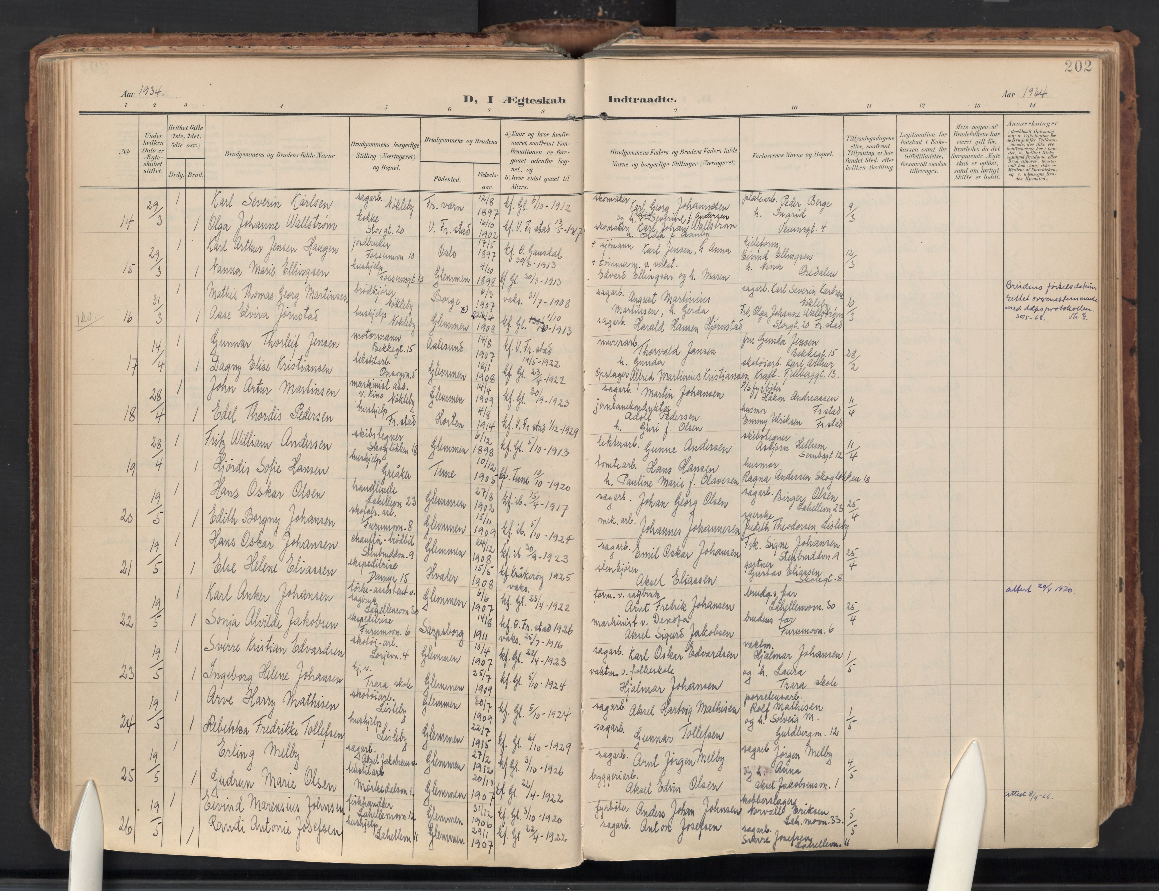 Glemmen prestekontor Kirkebøker, AV/SAO-A-10908/F/Fa/L0016: Ministerialbok nr. 16, 1903-1937, s. 202