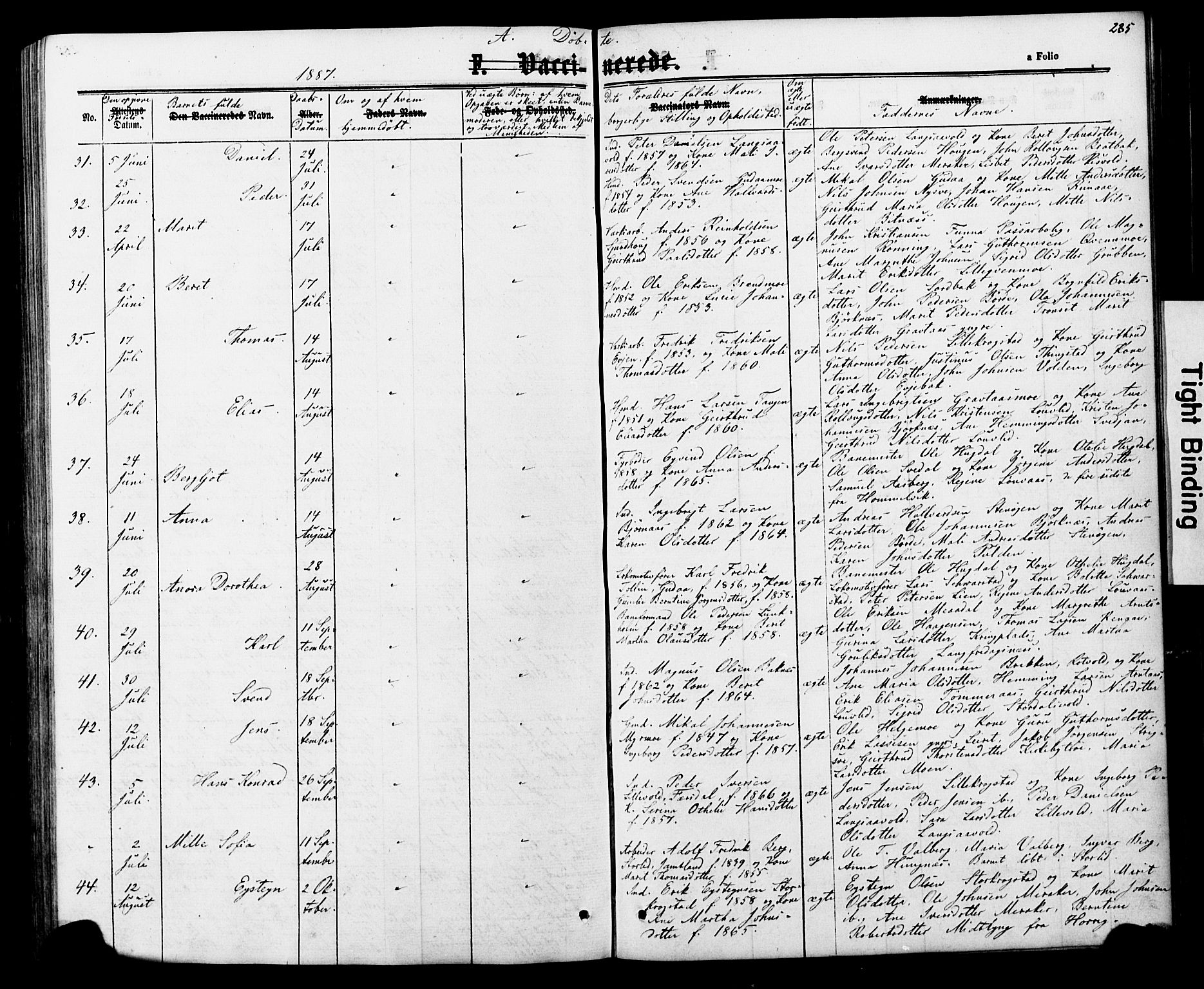 Ministerialprotokoller, klokkerbøker og fødselsregistre - Nord-Trøndelag, SAT/A-1458/706/L0049: Klokkerbok nr. 706C01, 1864-1895, s. 285