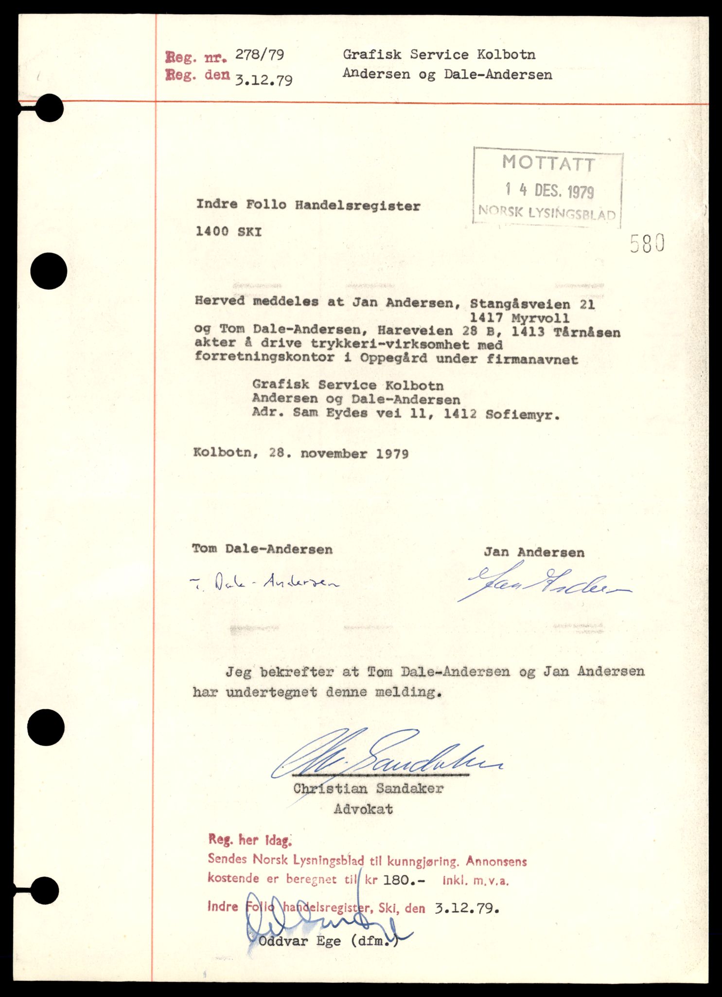 Indre Follo tingrett, AV/SAT-A-10086/K/Kb/Kba/L0003: Enkeltmannsforetak, Gr - Kolb, 1944-1990, s. 1