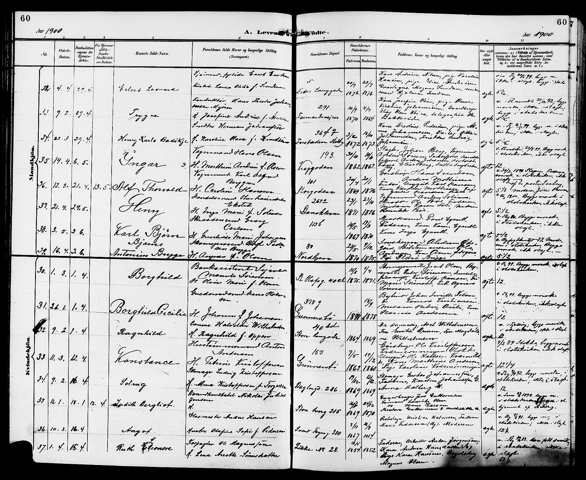 Tønsberg kirkebøker, AV/SAKO-A-330/G/Ga/L0007: Klokkerbok nr. 7, 1896-1904, s. 60