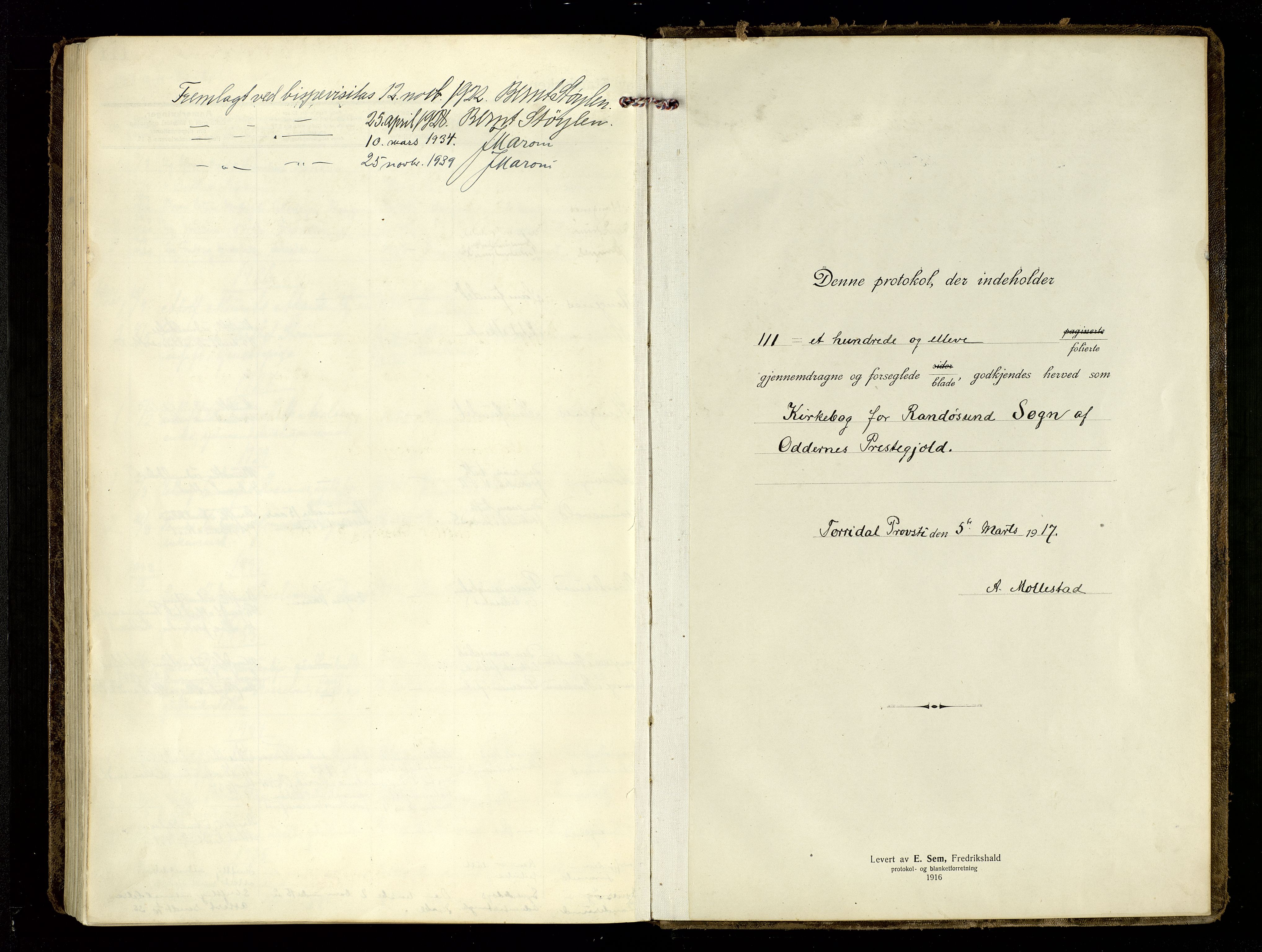 Oddernes sokneprestkontor, SAK/1111-0033/F/Fa/Fab/L0004: Ministerialbok nr. A 4, 1916-1935